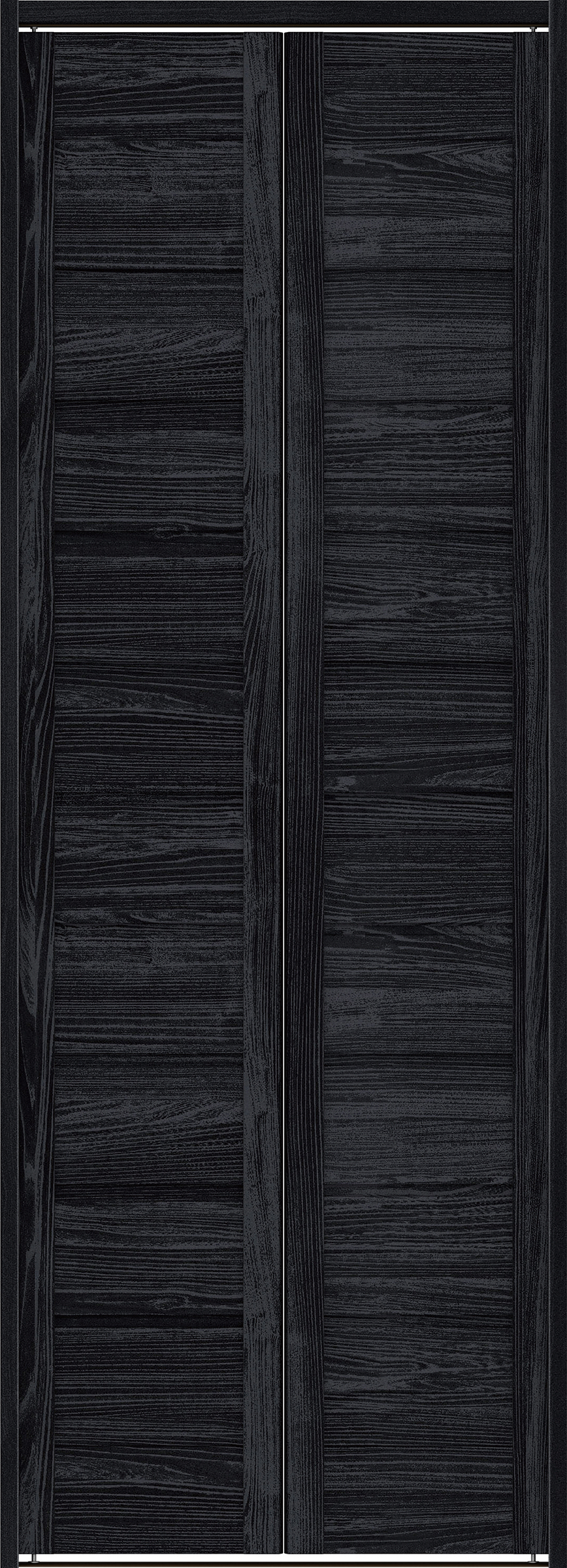 クローク収納　イエリア　折戸ユニット　通気タイプ　ウッド扉　下レール付三方枠（固定枠）　セット　７３５幅（３尺間口）　２０３５高　〈モスブラック柄〉　ハンドルレス