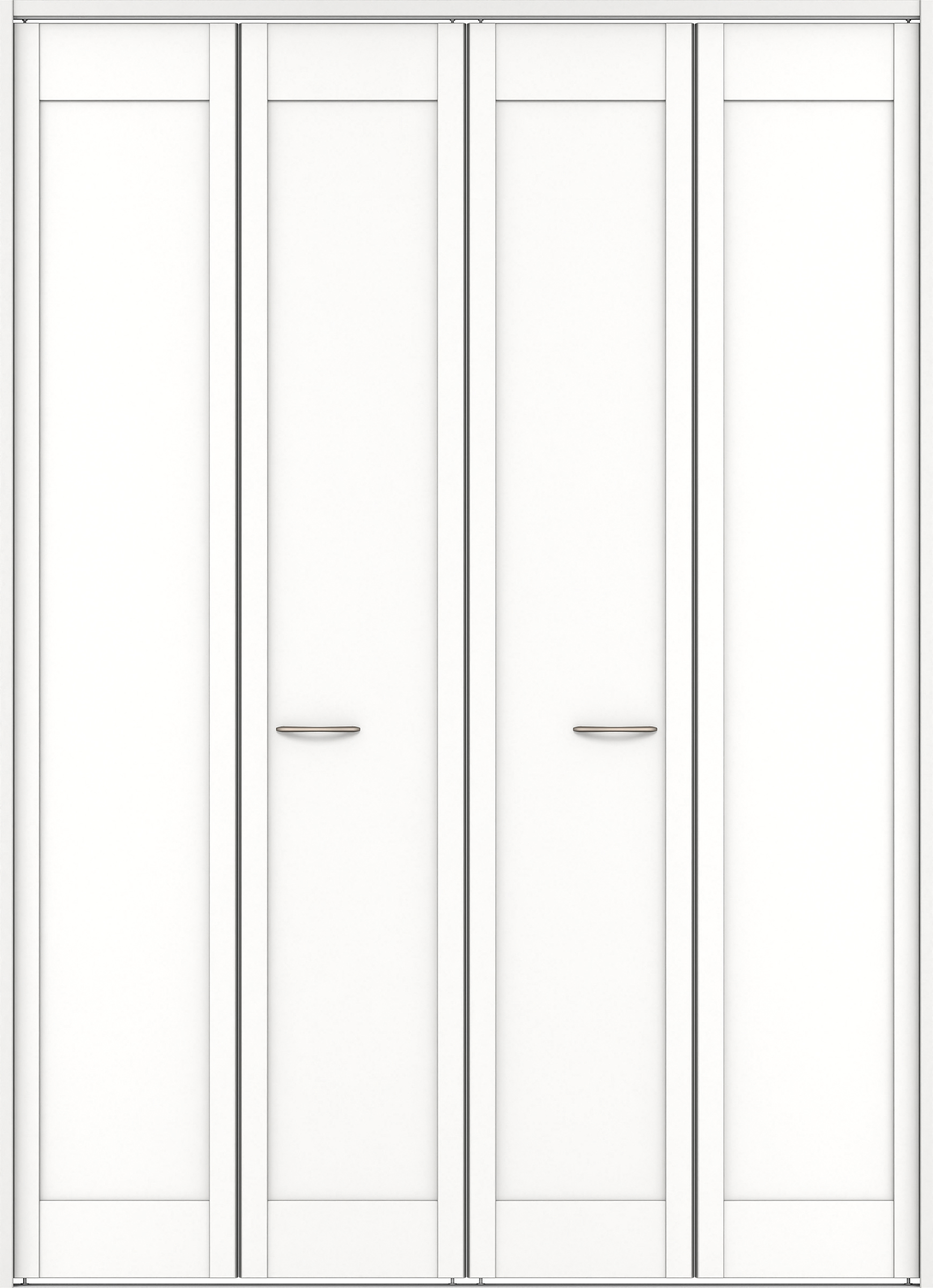 クローク収納　イエリア　折戸ユニット　カマチタイプ　ウッド扉　下レール付三方枠（固定枠）　セット　１６８０幅（６尺間口）　２３２０高　〈パウダーホワイト柄〉　ハンドルラウンド型〈Ｔシルバー色〉