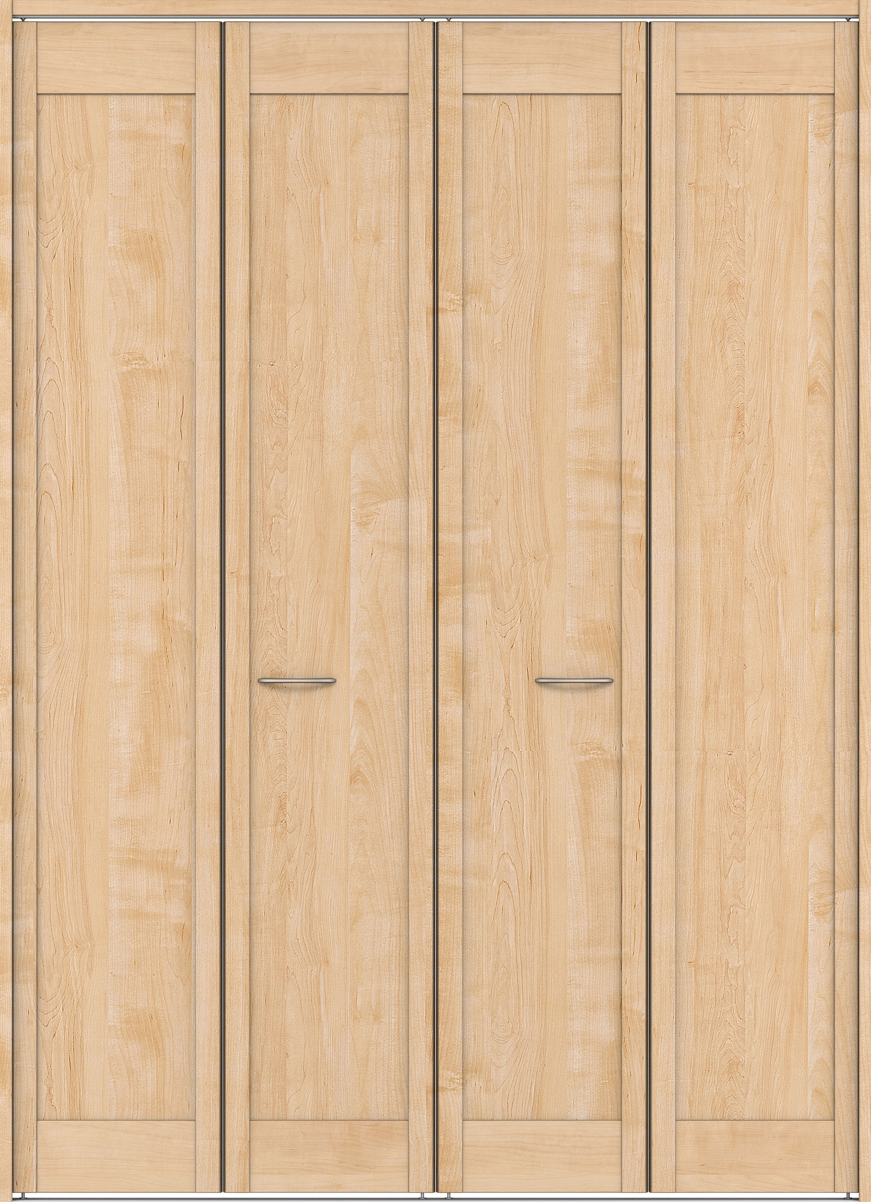 クローク収納　イエリア　折戸ユニット　カマチタイプ　ウッド扉　下レール付三方枠（固定枠）　セット　１６８０幅（６尺間口）　２３２０高　〈ミルベージュ柄〉　ハンドルラウンド型〈Ｔシルバー色〉