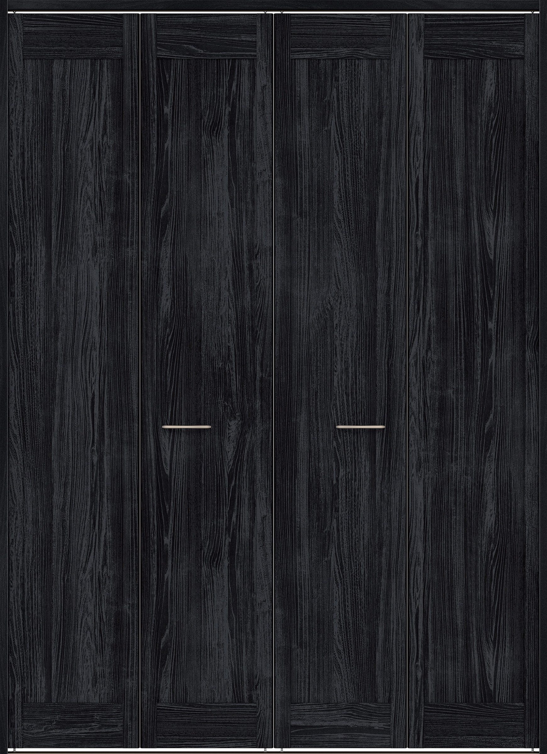 クローク収納　イエリア　折戸ユニット　カマチタイプ　ウッド扉　下レール付三方枠（固定枠）　セット　１６８０幅（６尺間口）　２３２０高　〈モスブラック柄〉　ハンドルラウンド型〈Ｔシルバー色〉