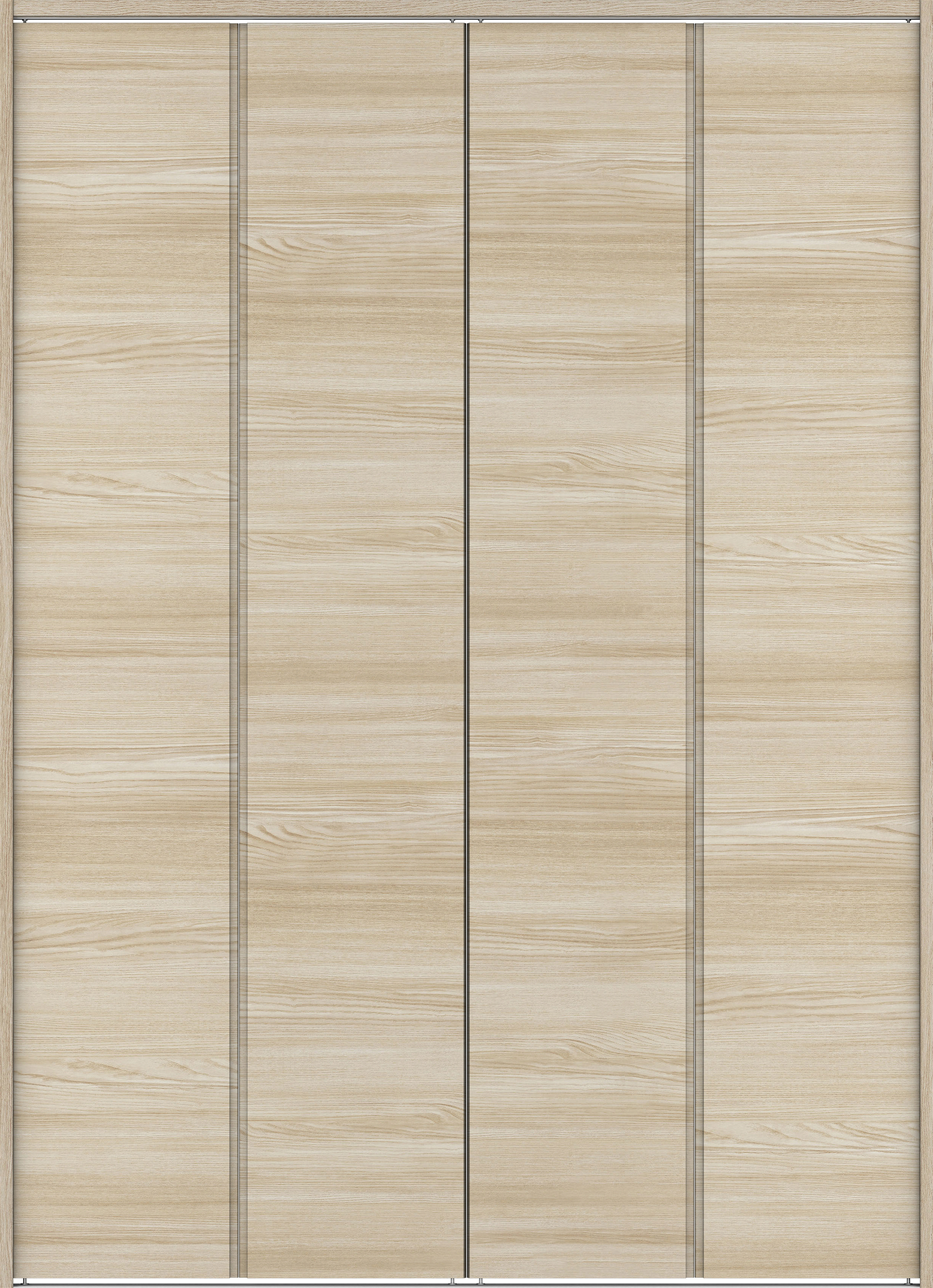 クローク収納　イエリア　折戸ユニット　ハンドルレス横木目タイプ　ウッド扉　下レール付三方枠（固定枠）　セット　１６４４幅（６尺小間口）　２３２０高　〈ソフトグレージュ柄〉　ハンドルレス