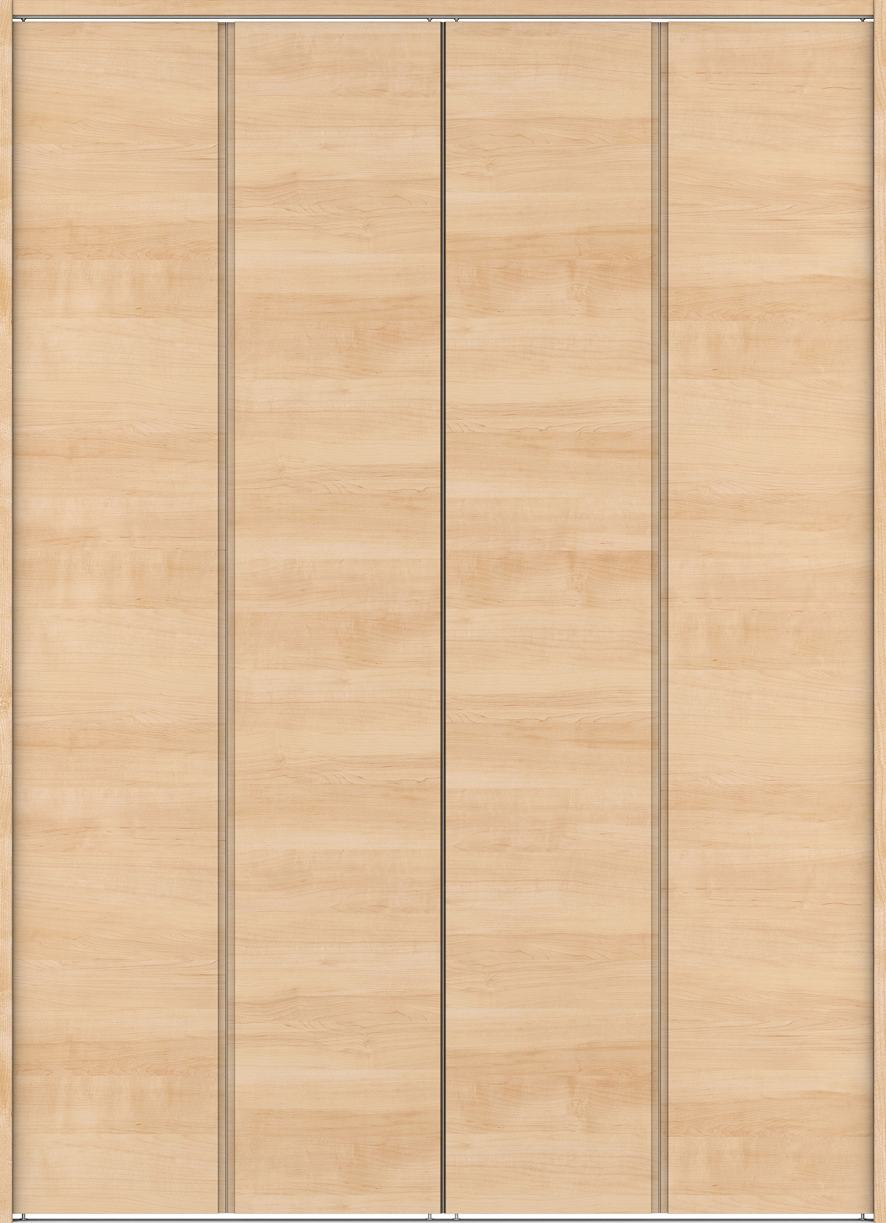 クローク収納　イエリア　折戸ユニット　ハンドルレス横木目タイプ　ウッド扉　下レール付三方枠（固定枠）　セット　１６４４幅（６尺小間口）　２３２０高　〈ミルベージュ柄〉　ハンドルレス