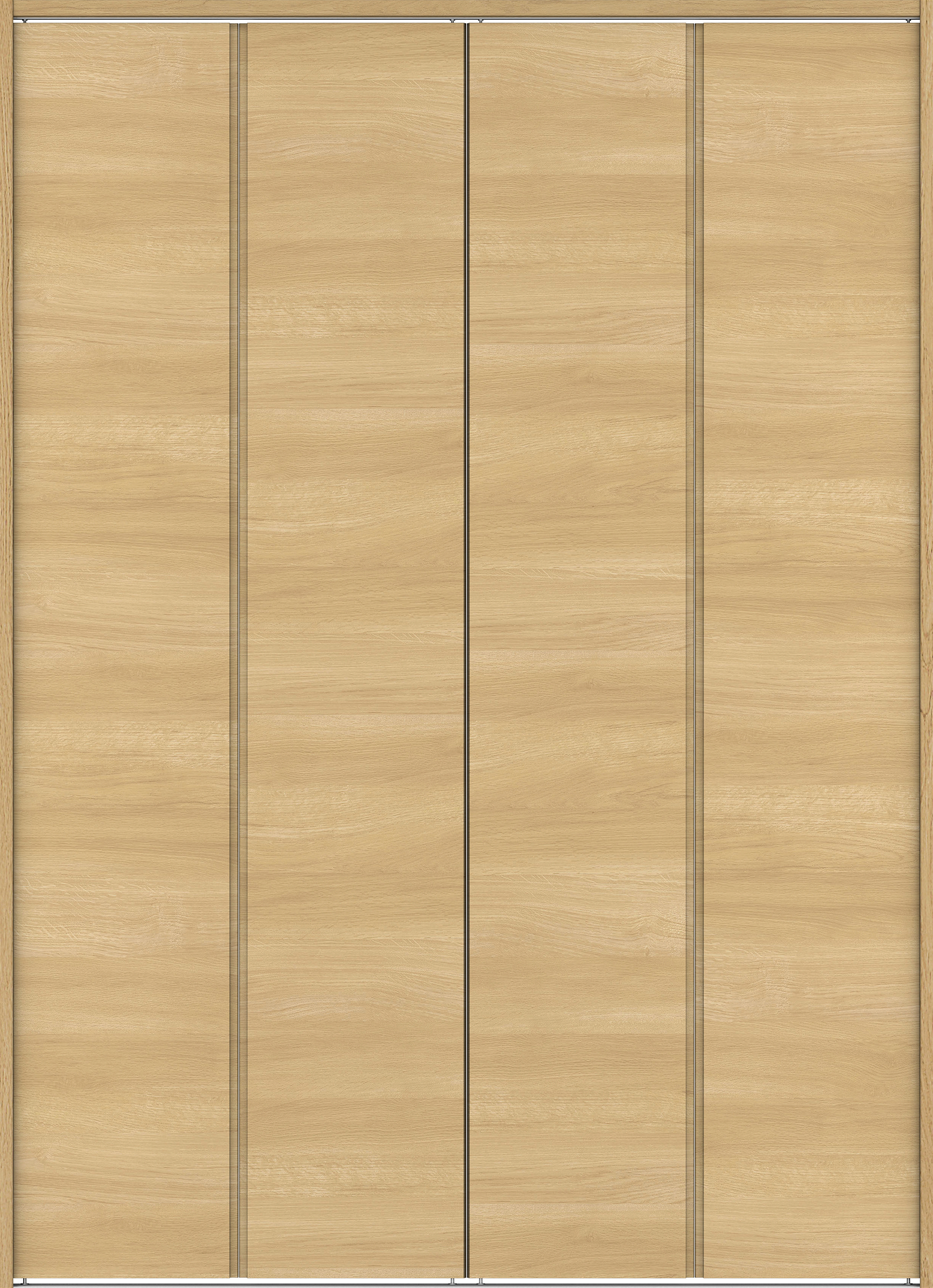 クローク収納　イエリア　折戸ユニット　ハンドルレス横木目タイプ　ウッド扉　下レール付三方枠（固定枠）　セット　１６４４幅（６尺小間口）　２３２０高　〈ライトオーカー柄〉　ハンドルレス