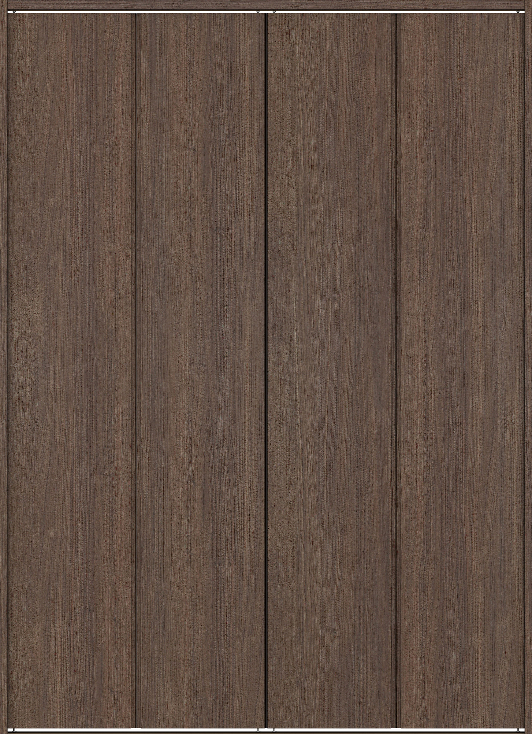 クローク収納　イエリア　折戸ユニット　ハンドルレス縦木目タイプ　ウッド扉　下レール付三方枠（固定枠）　セット　１６４４幅（６尺小間口）　２３２０高　〈ダルブラウン柄〉　ハンドルレス
