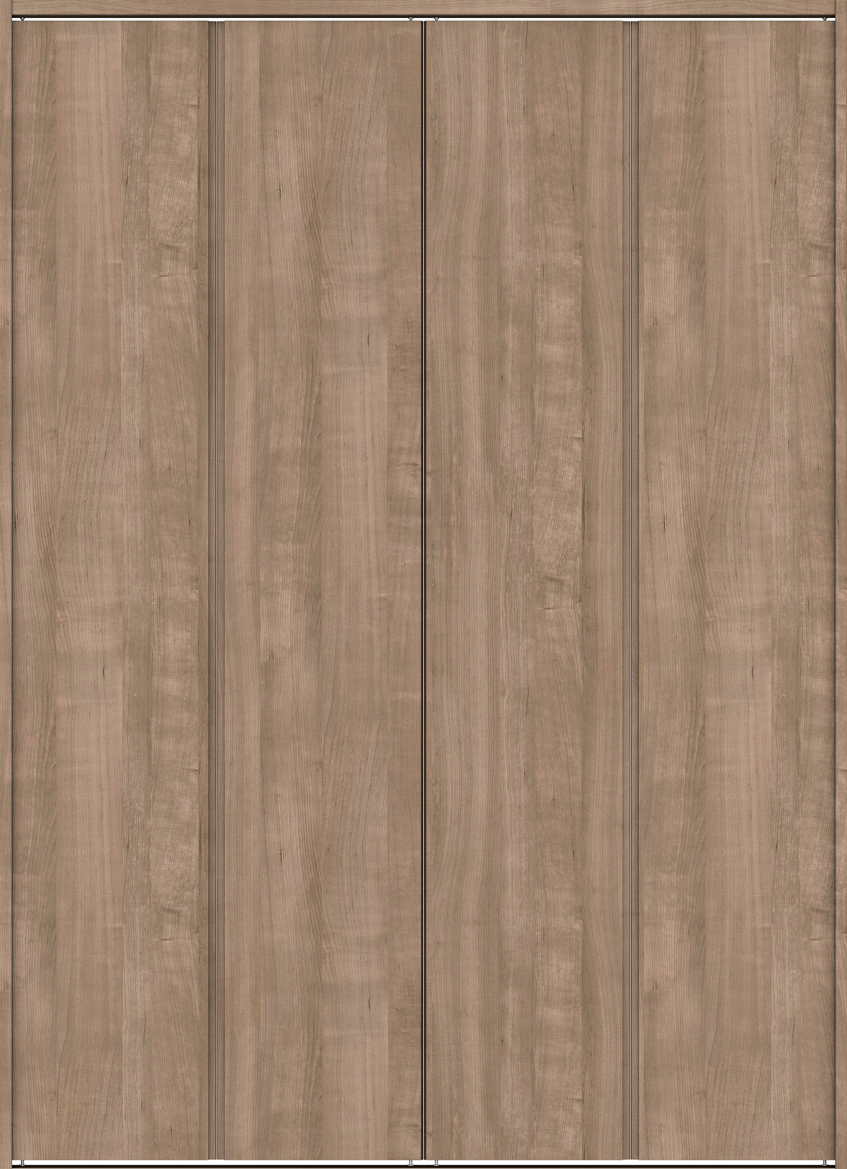 クローク収納　イエリア　折戸ユニット　ハンドルレス縦木目タイプ　ウッド扉　下レール付三方枠（固定枠）　セット　１８２０幅（２Ｍ間口）　２３２０高　〈トープグレー柄〉　ハンドルレス