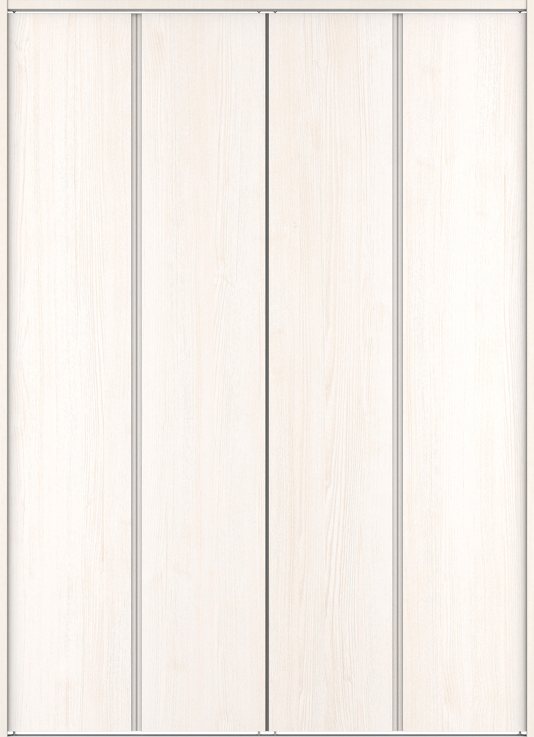 クローク収納　イエリア　折戸ユニット　ハンドルレス縦木目タイプ　ウッド扉　下レール付三方枠（固定枠）　セット　１６４４幅（６尺小間口）　２３２０高　〈ネオホワイト柄〉　ハンドルレス