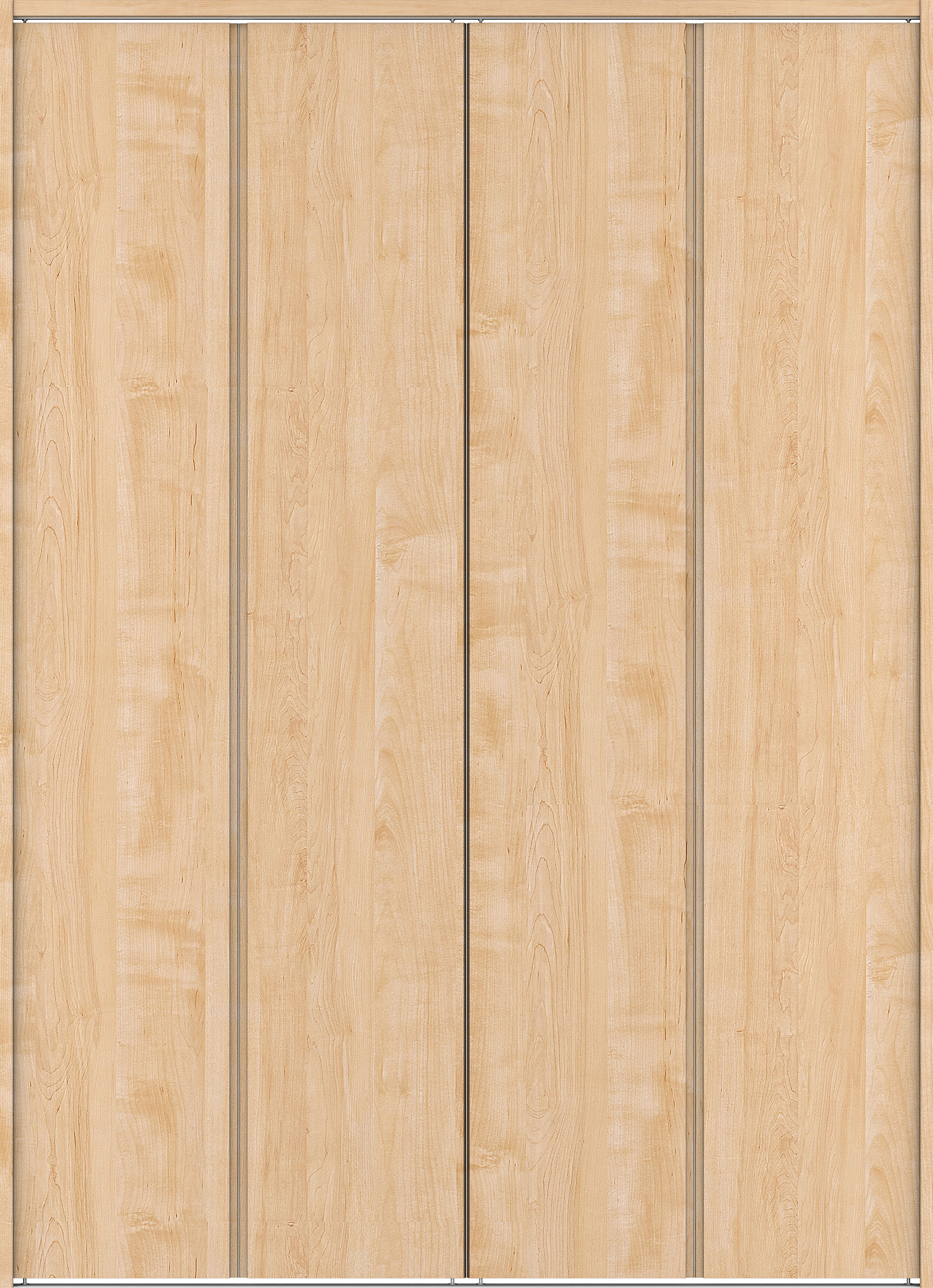 クローク収納　イエリア　折戸ユニット　ハンドルレス縦木目タイプ　ウッド扉　下レール付三方枠（固定枠）　セット　１８２０幅（２Ｍ間口）　２３２０高　〈ミルベージュ柄〉　ハンドルレス