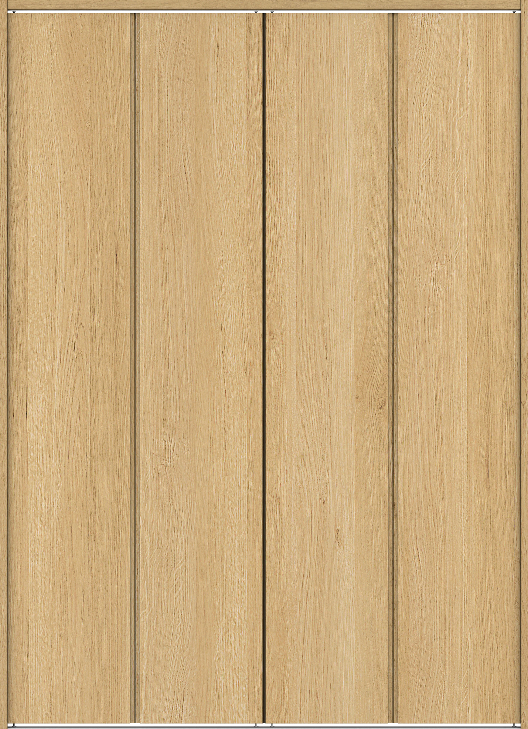 クローク収納　イエリア　折戸ユニット　ハンドルレス縦木目タイプ　ウッド扉　下レール付三方枠（固定枠）　セット　１６４４幅（６尺小間口）　２３２０高　〈ライトオーカー柄〉　ハンドルレス