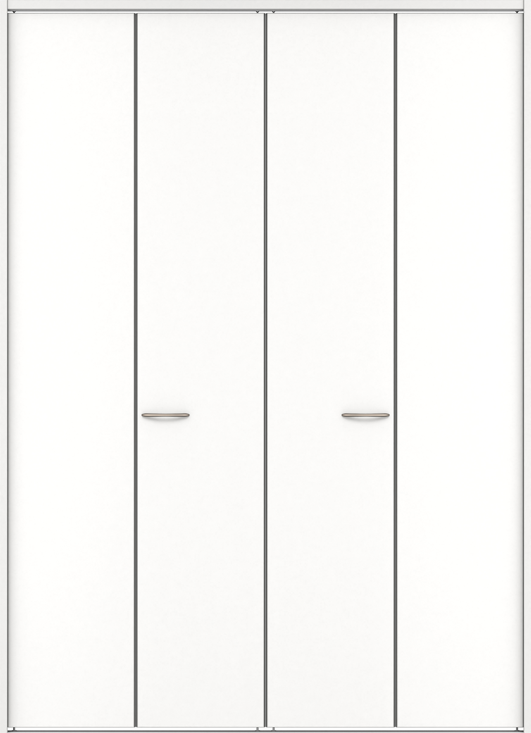 クローク収納　イエリア　折戸ユニット　フラット縦木目　ウッド扉　下レール付三方枠（固定枠）　セット　１８２０幅（２Ｍ間口）　２３２０高　〈パウダーホワイト柄〉　ハンドルラウンド型〈Ｔシルバー色〉