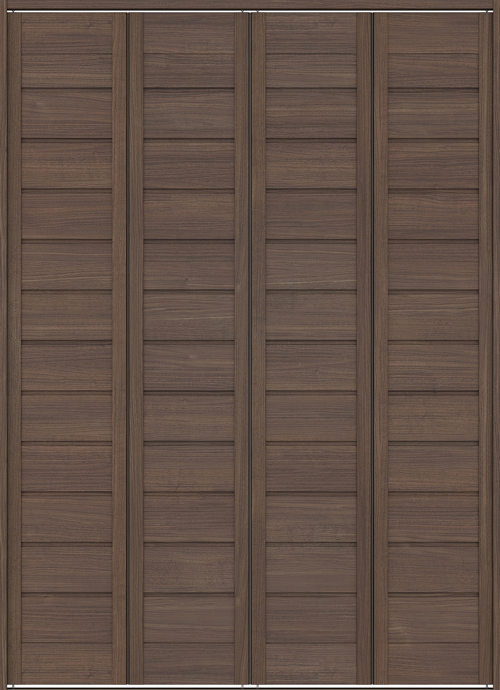 クローク収納　イエリア　折戸ユニット　通気タイプ　ウッド扉　下レール付三方枠（固定枠）　セット　１６４４幅（６尺小間口）　２３２０高　〈ダルブラウン柄〉　ハンドルレス