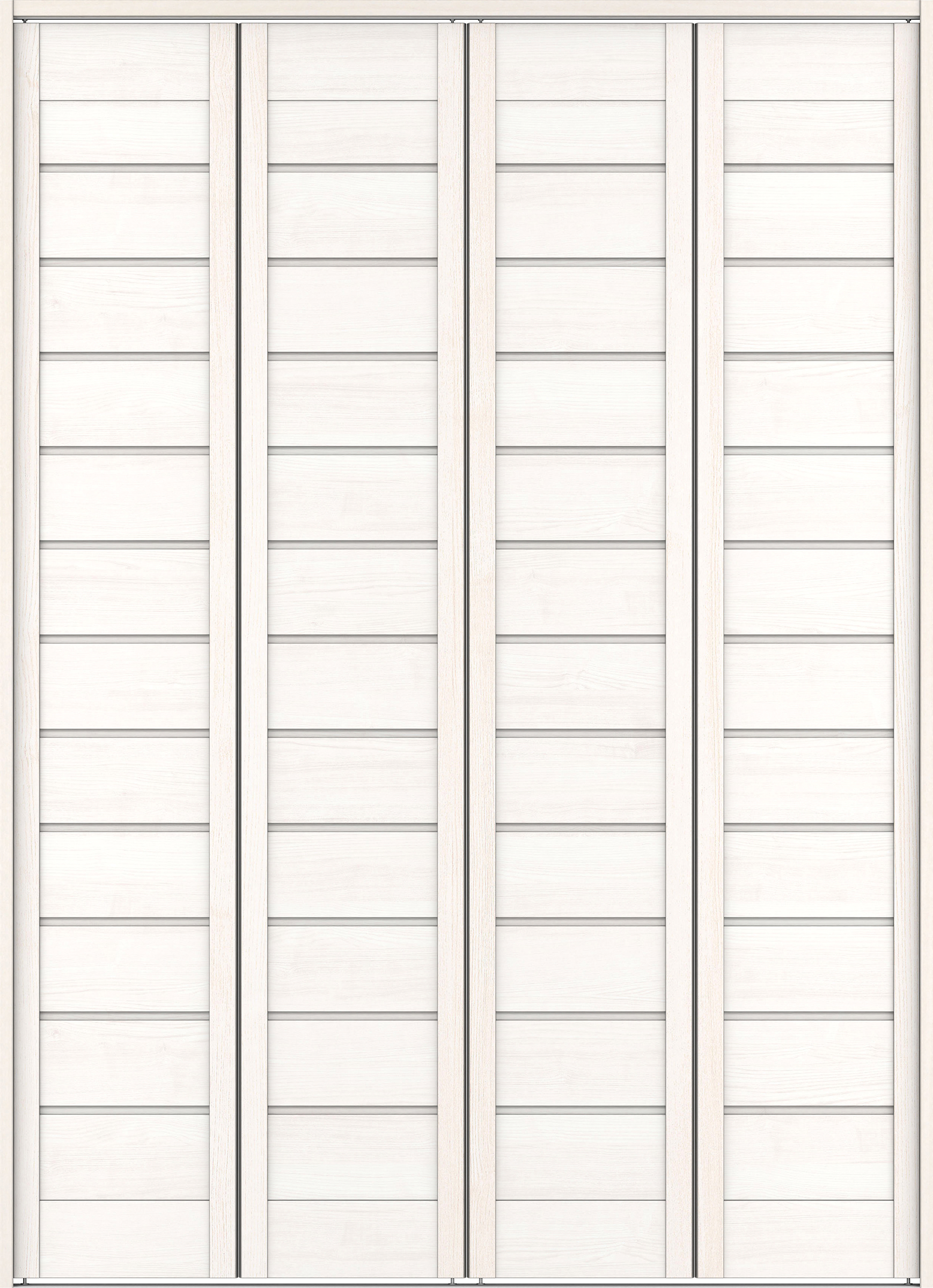 クローク収納　イエリア　折戸ユニット　通気タイプ　ウッド扉　下レール付三方枠（固定枠）　セット　１６８０幅（６尺間口）　２３２０高　〈ネオホワイト柄〉　ハンドルレス
