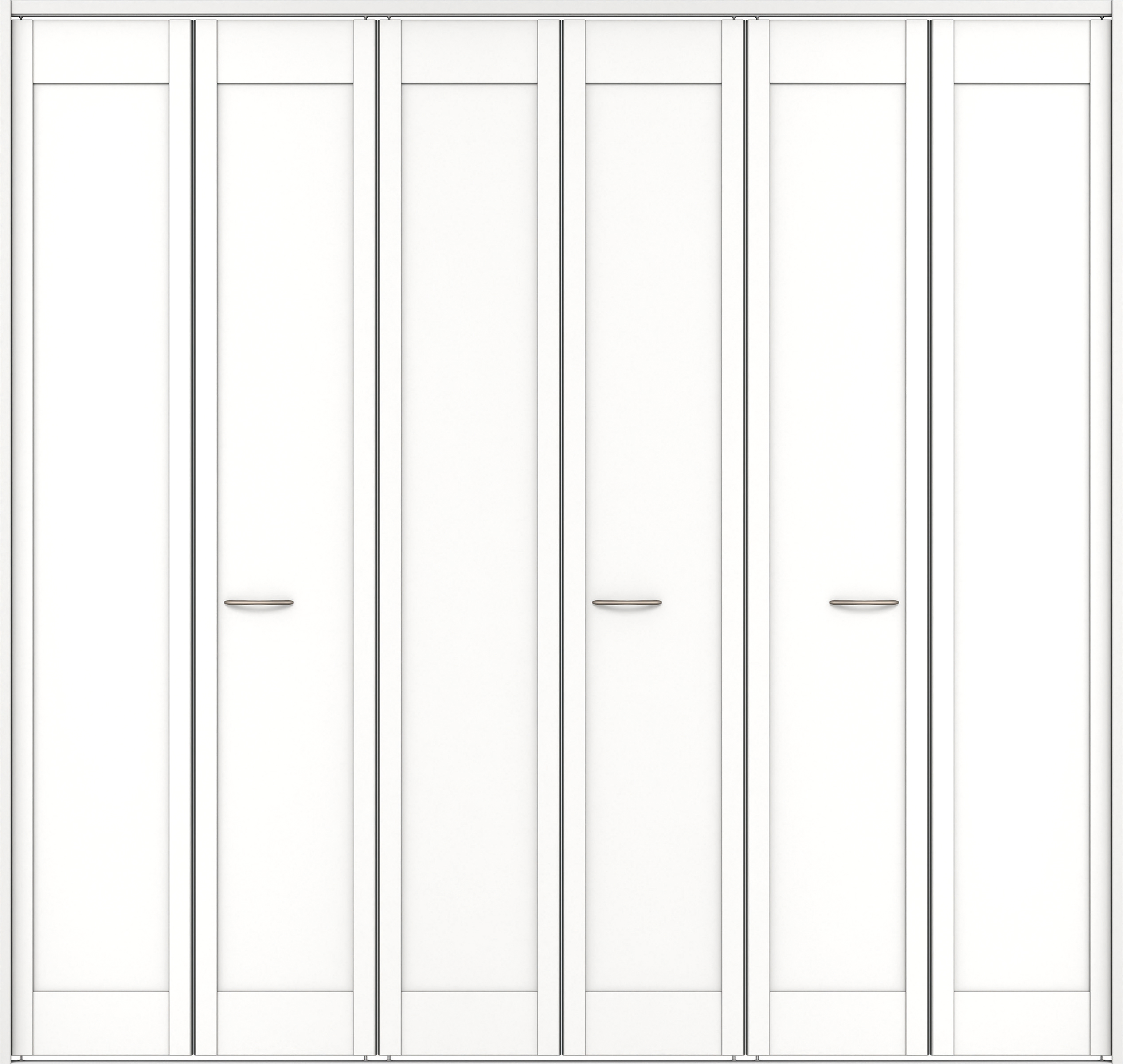 クローク収納　イエリア　折戸ユニット　カマチタイプ　ウッド扉　下レール付三方枠（固定枠）　セット　２４５０幅（９尺間口）　２３２０高　〈パウダーホワイト柄〉　ハンドルラウンド型〈Ｔシルバー色〉