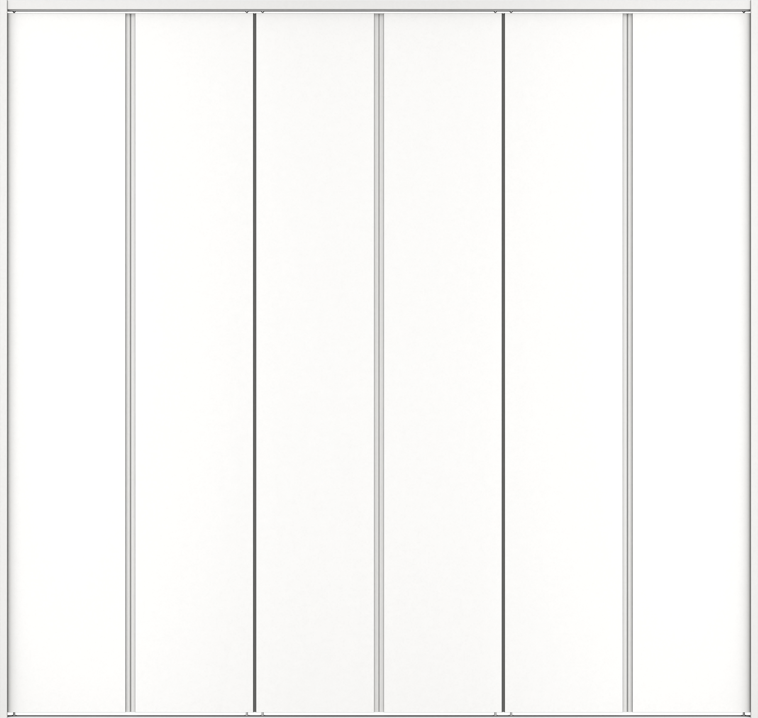 クローク収納　イエリア　折戸ユニット　ハンドルレスタイプ　ウッド扉　下レール付三方枠（固定枠）　セット　２７１４幅（３Ｍ間口）　２３２０高　〈パウダーホワイト柄〉　ハンドルレス
