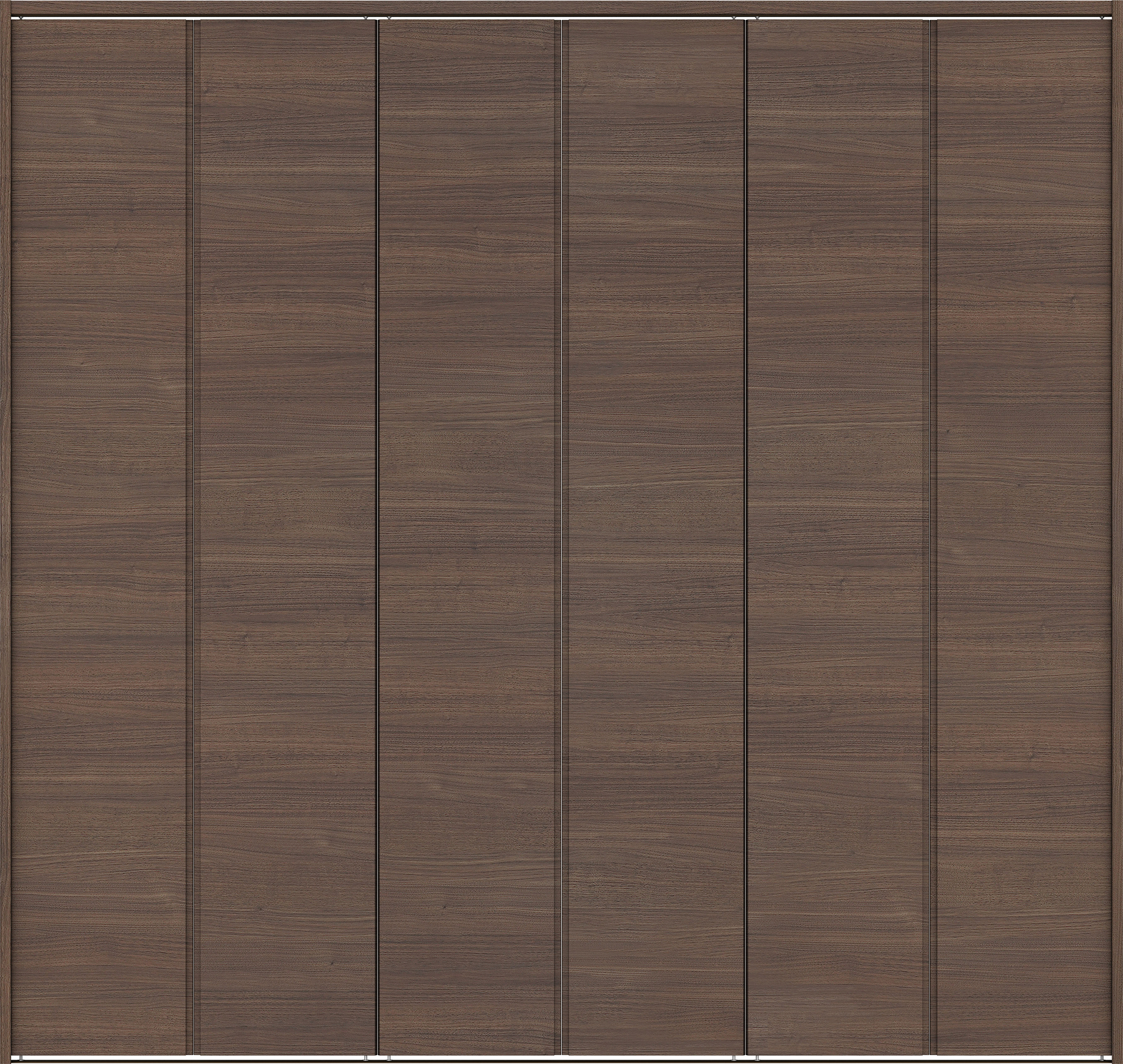 クローク収納　イエリア　折戸ユニット　ハンドルレス横木目タイプ　ウッド扉　下レール付三方枠（固定枠）　セット　２７１４幅（３Ｍ間口）　２３２０高　〈ダルブラウン柄〉　ハンドルレス