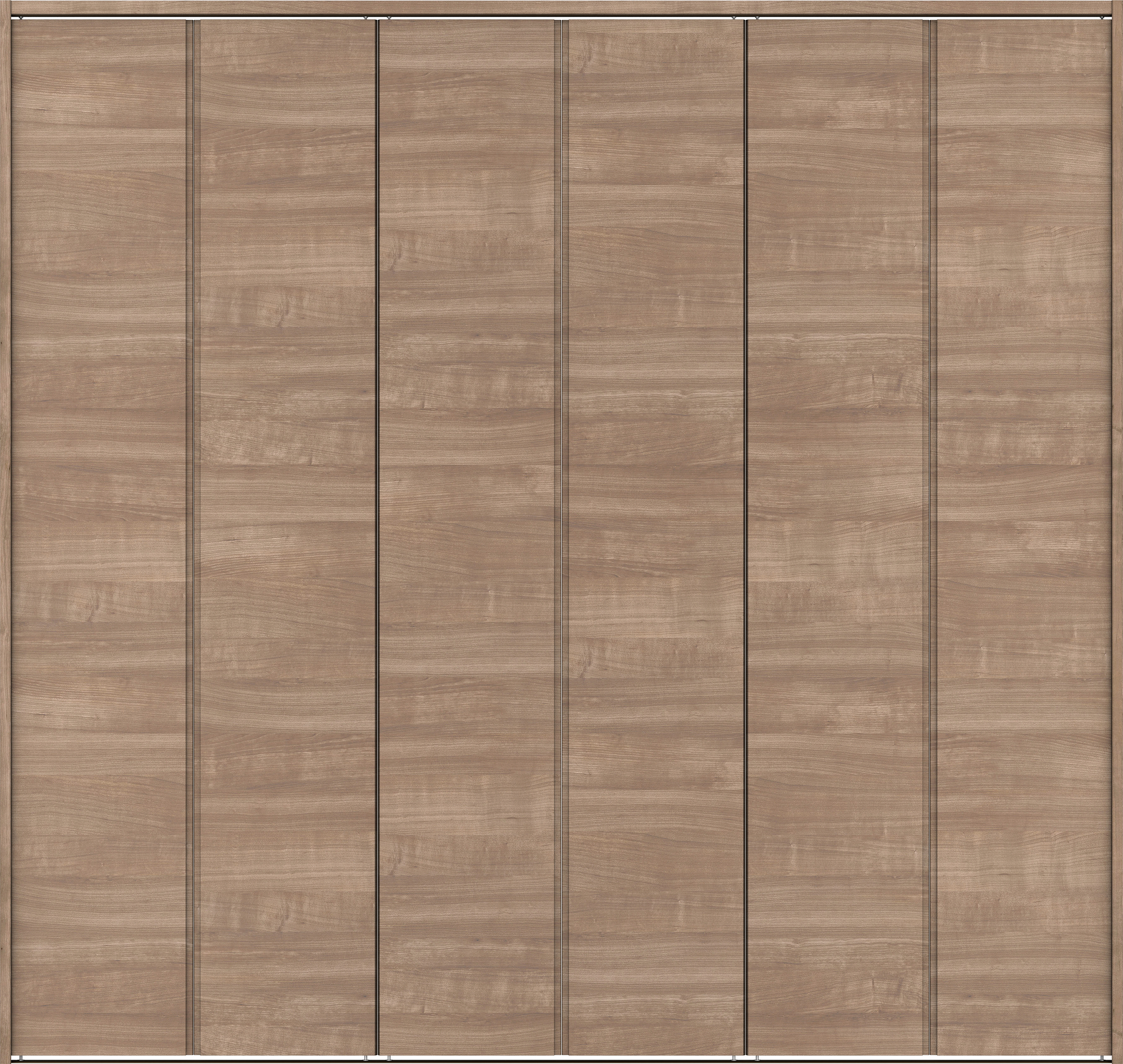 クローク収納　イエリア　折戸ユニット　ハンドルレス横木目タイプ　ウッド扉　下レール付三方枠（固定枠）　セット　２７１４幅（３Ｍ間口）　２３２０高　〈トープグレー柄〉　ハンドルレス