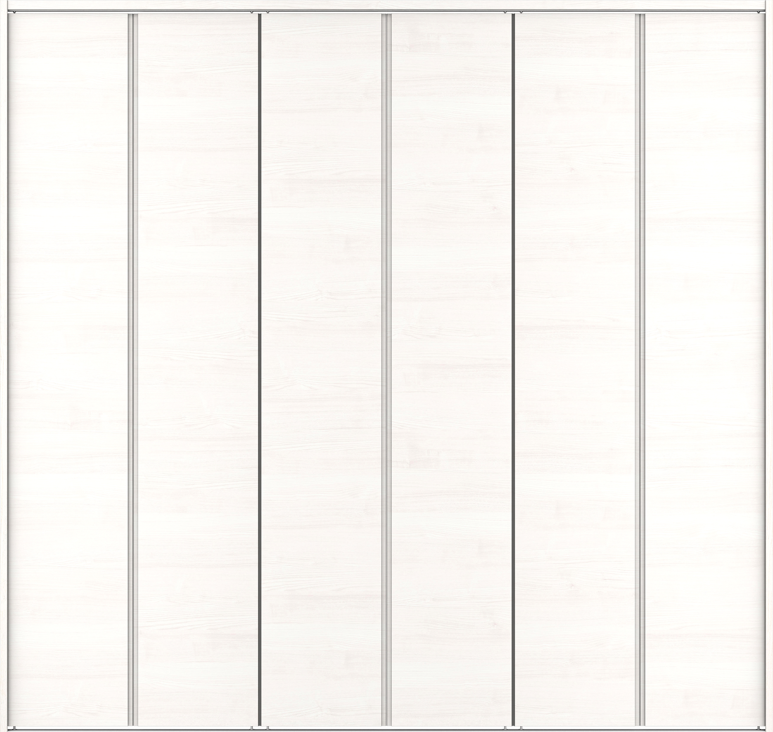 クローク収納　イエリア　折戸ユニット　ハンドルレス横木目タイプ　ウッド扉　下レール付三方枠（固定枠）　セット　２４５０幅（９尺間口）　２３２０高　〈ネオホワイト柄〉　ハンドルレス