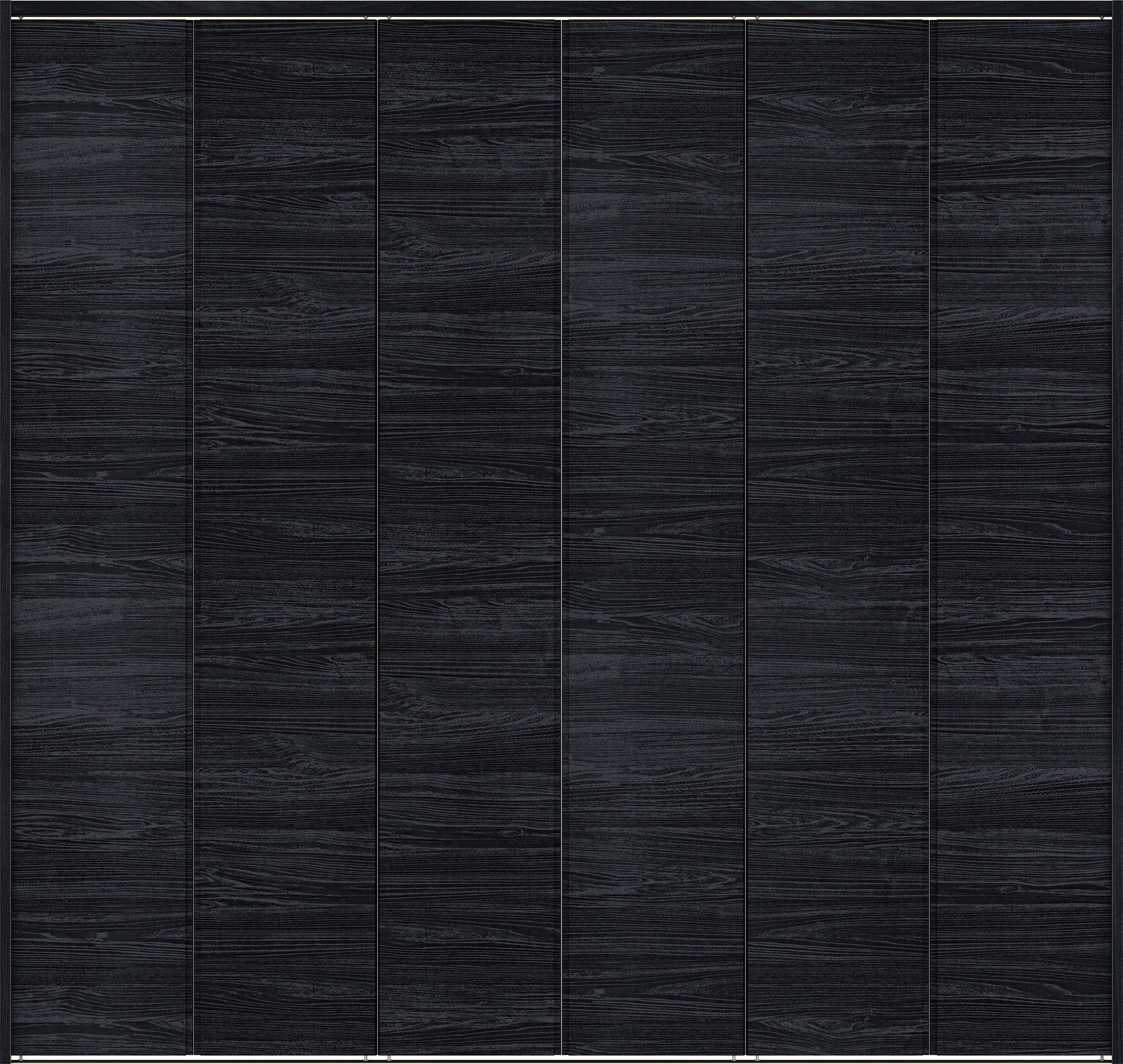 クローク収納　イエリア　折戸ユニット　ハンドルレス横木目タイプ　ウッド扉　下レール付三方枠（固定枠）　セット　２４５０幅（９尺間口）　２３２０高　〈モスブラック柄〉　ハンドルレス