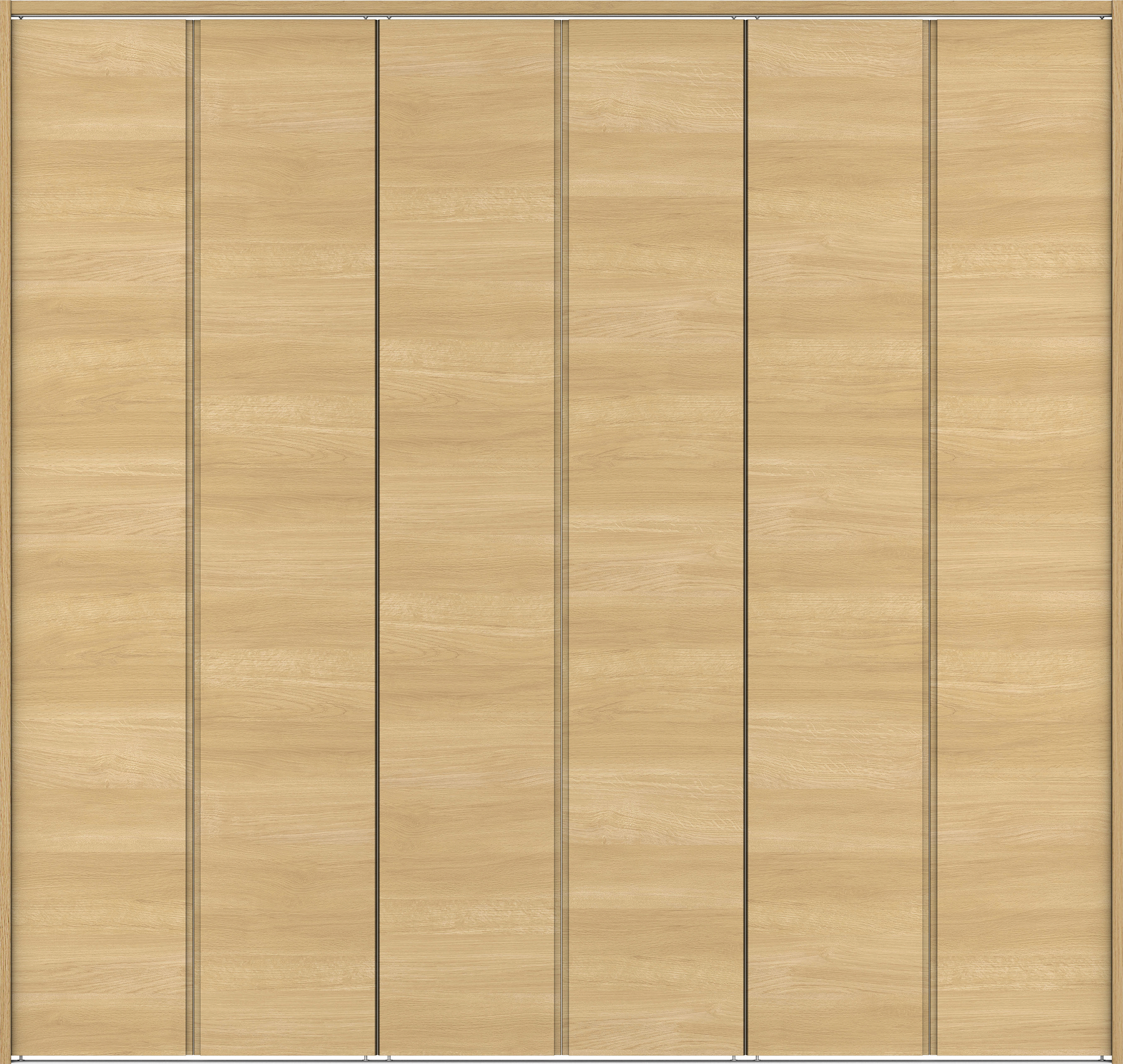 クローク収納　イエリア　折戸ユニット　ハンドルレス横木目タイプ　ウッド扉　下レール付三方枠（固定枠）　セット　２４５０幅（９尺間口）　２３２０高　〈ライトオーカー柄〉　ハンドルレス
