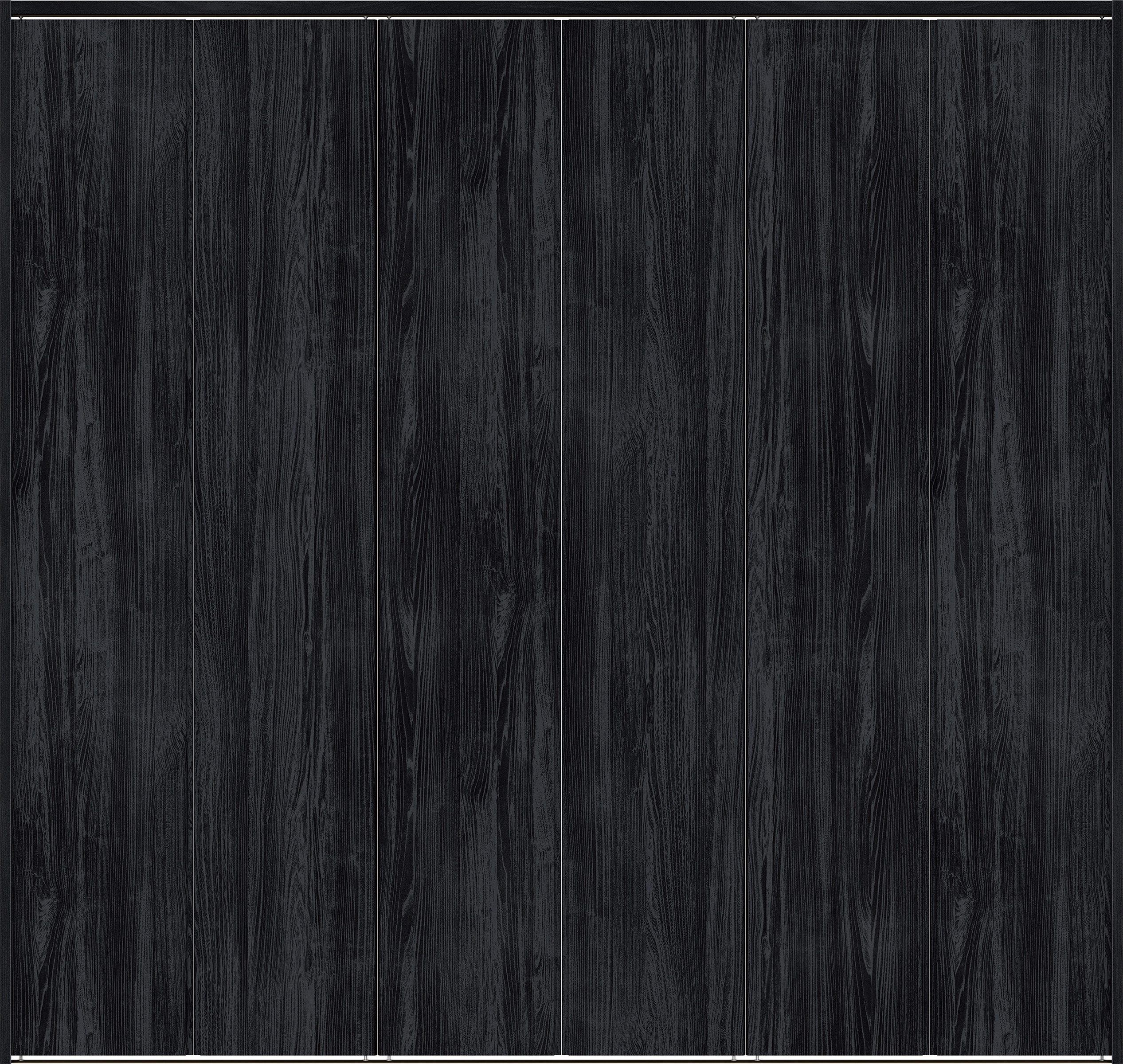 クローク収納　イエリア　折戸ユニット　ハンドルレス縦木目タイプ　ウッド扉　下レール付三方枠（固定枠）　セット　２７１４幅（３Ｍ間口）　２３２０高　〈モスブラック柄〉　ハンドルレス