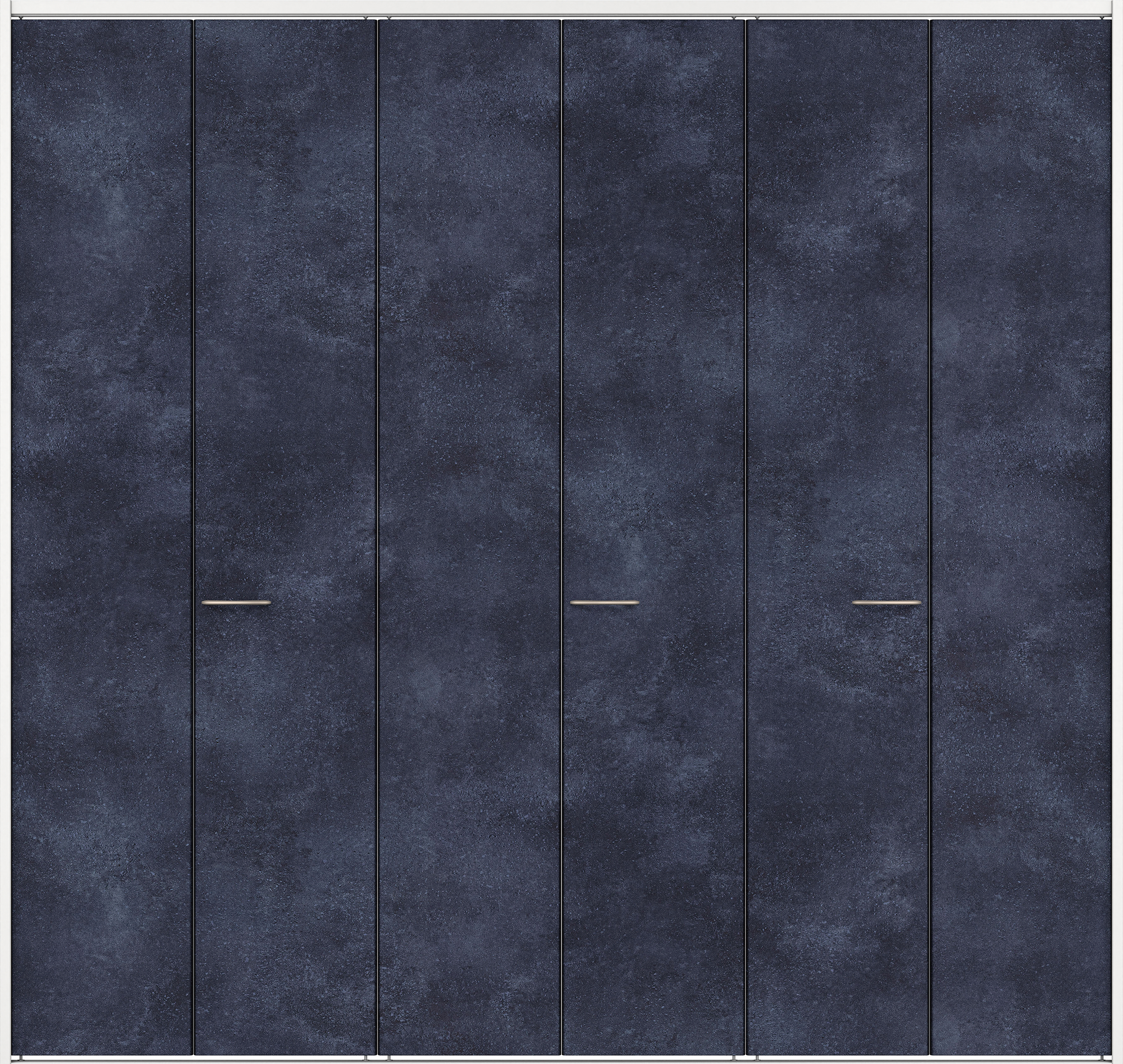 クローク収納　イエリア　折戸ユニット　フラット　パネル扉　下レール付三方枠（固定枠）　セット　２４５０幅（９尺間口）　２３２０高　〈コバルトブルー柄〉　ハンドルラウンド型〈Ｔシルバー色〉　抗ウイルス