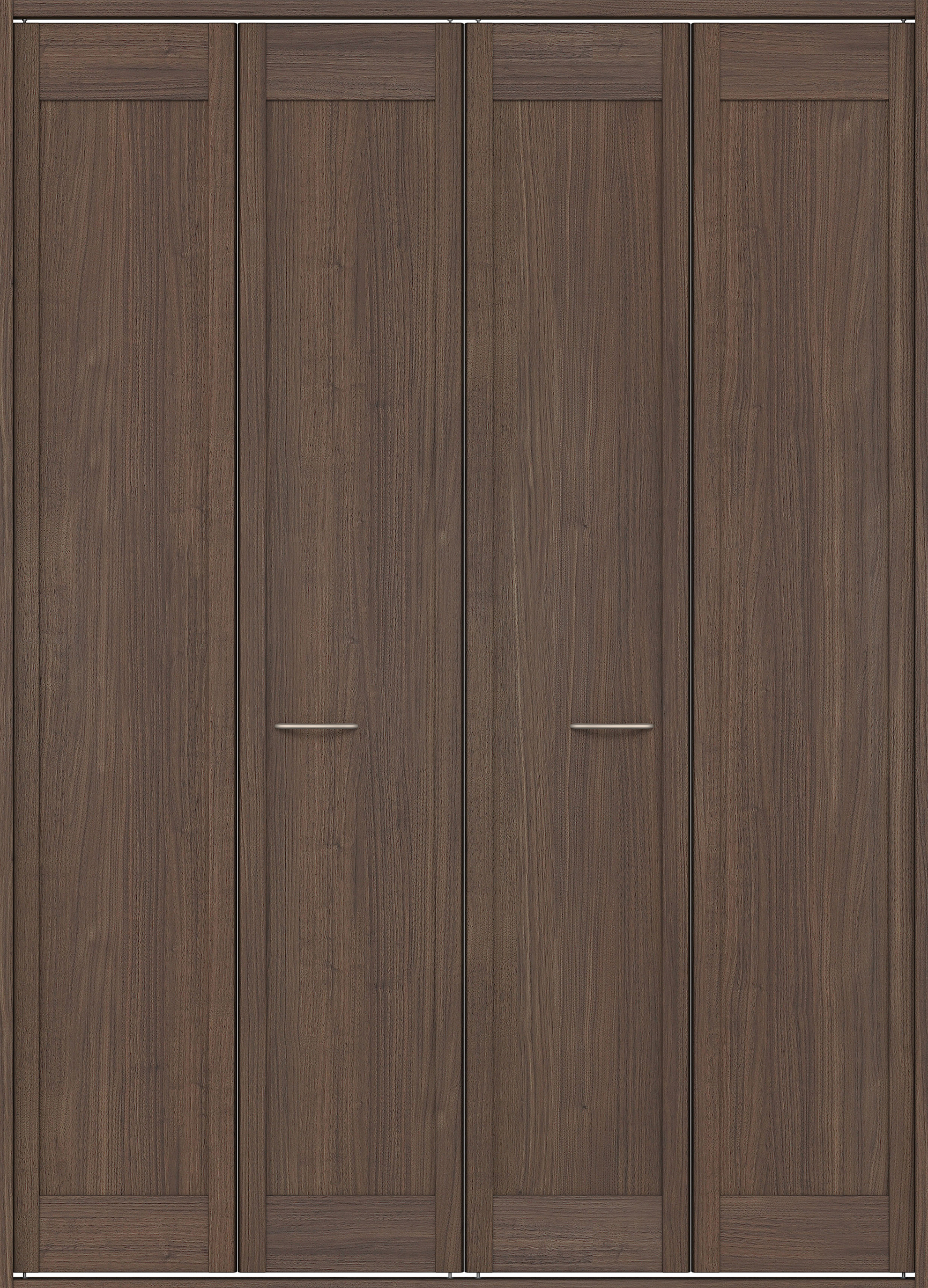 クローク収納　イエリア　折戸ユニット　カマチタイプ　ウッド扉　四方枠（固定枠）　セット　１６４４幅（６尺小間口）　２３３０高　〈ダルブラウン柄〉　ハンドル角型〈ブラック色〉