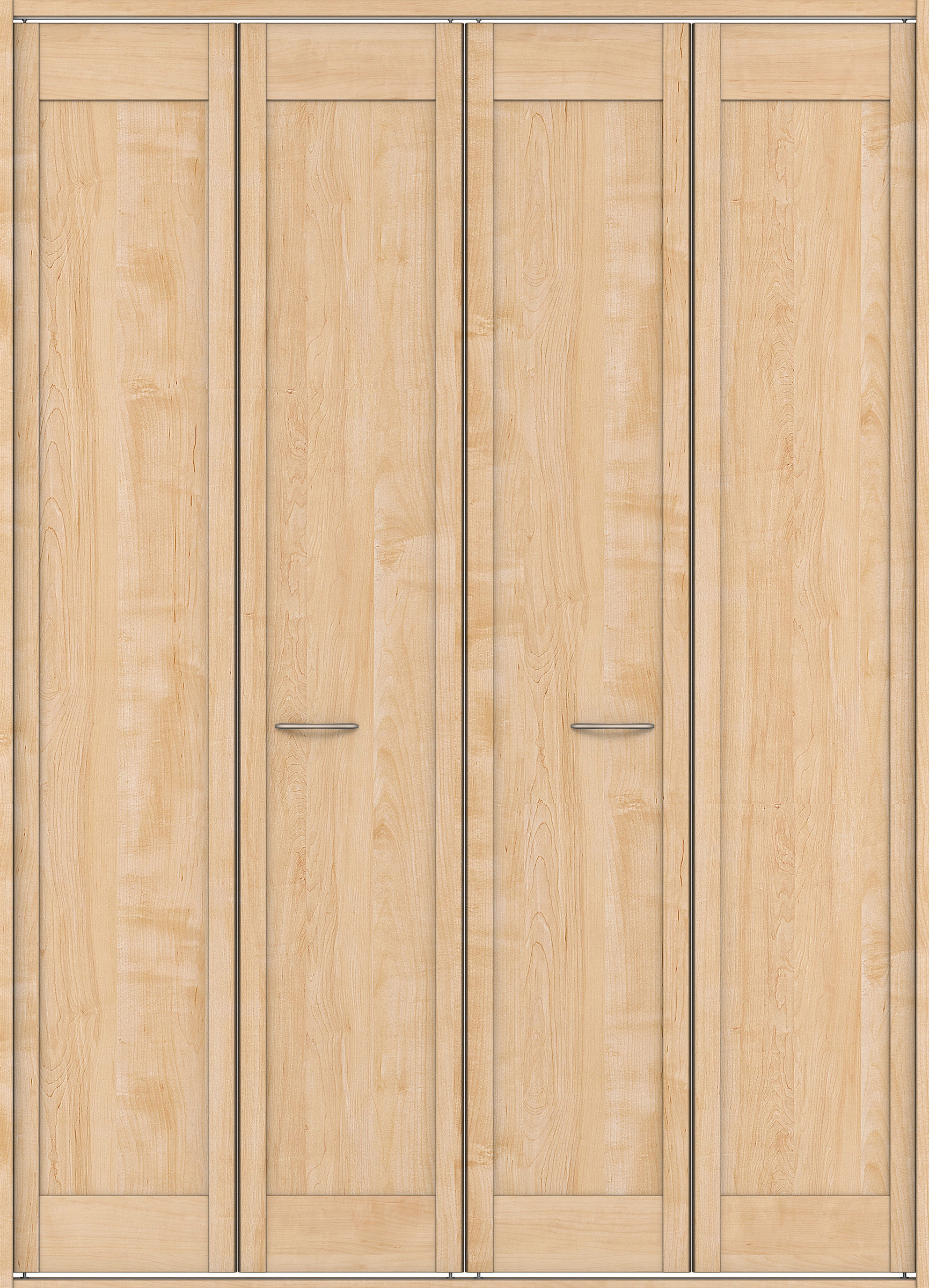 クローク収納　イエリア　折戸ユニット　カマチタイプ　ウッド扉　四方枠（固定枠）　セット　１６８０幅（６尺間口）　２３３０高　〈ミルベージュ柄〉　ハンドルラウンド型〈Ｔシルバー色〉