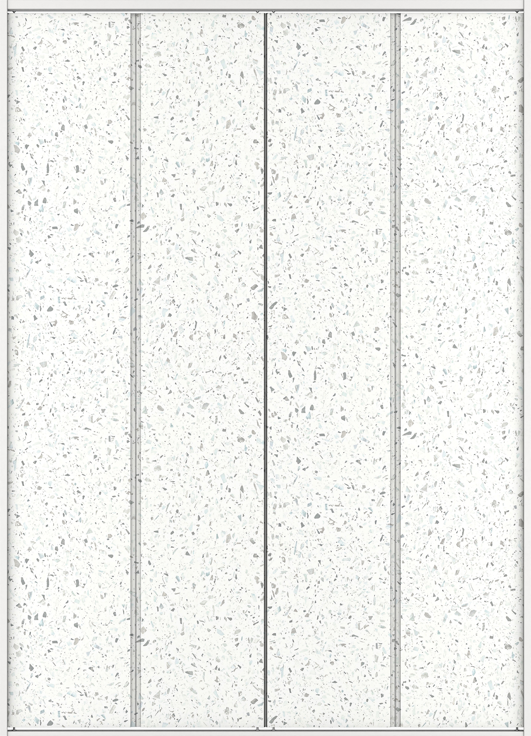 クローク収納　イエリア　折戸ユニット　ハンドルレスタイプ　パネル扉　四方枠（固定枠）　セット　１６４４幅（６尺小間口）　２３３０高　〈テラゾホワイト柄〉　ハンドルレス