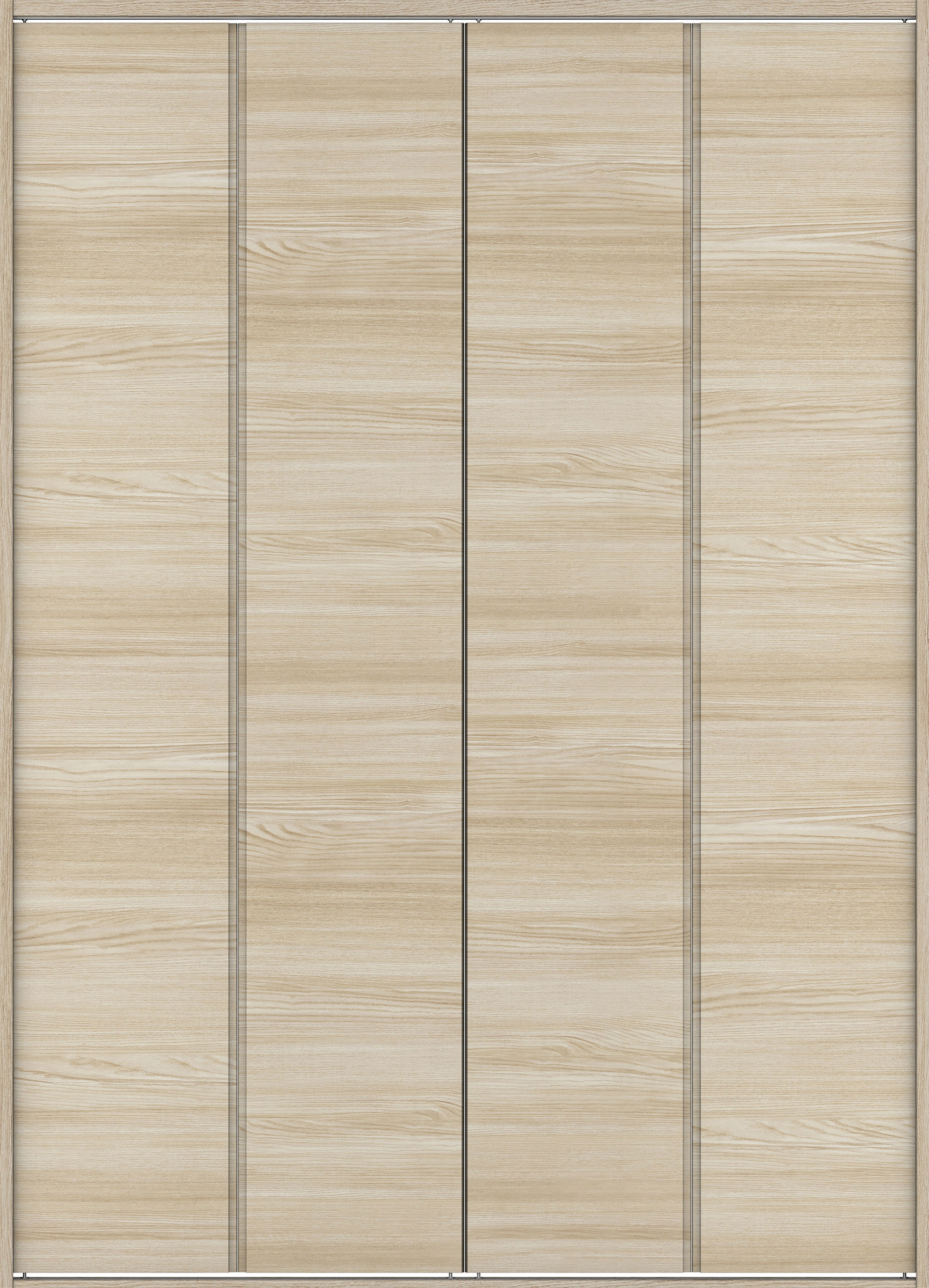 クローク収納　イエリア　折戸ユニット　ハンドルレス横木目タイプ　ウッド扉　四方枠（固定枠）　セット　１６４４幅（６尺小間口）　２３３０高　〈ソフトグレージュ柄〉　ハンドルレス