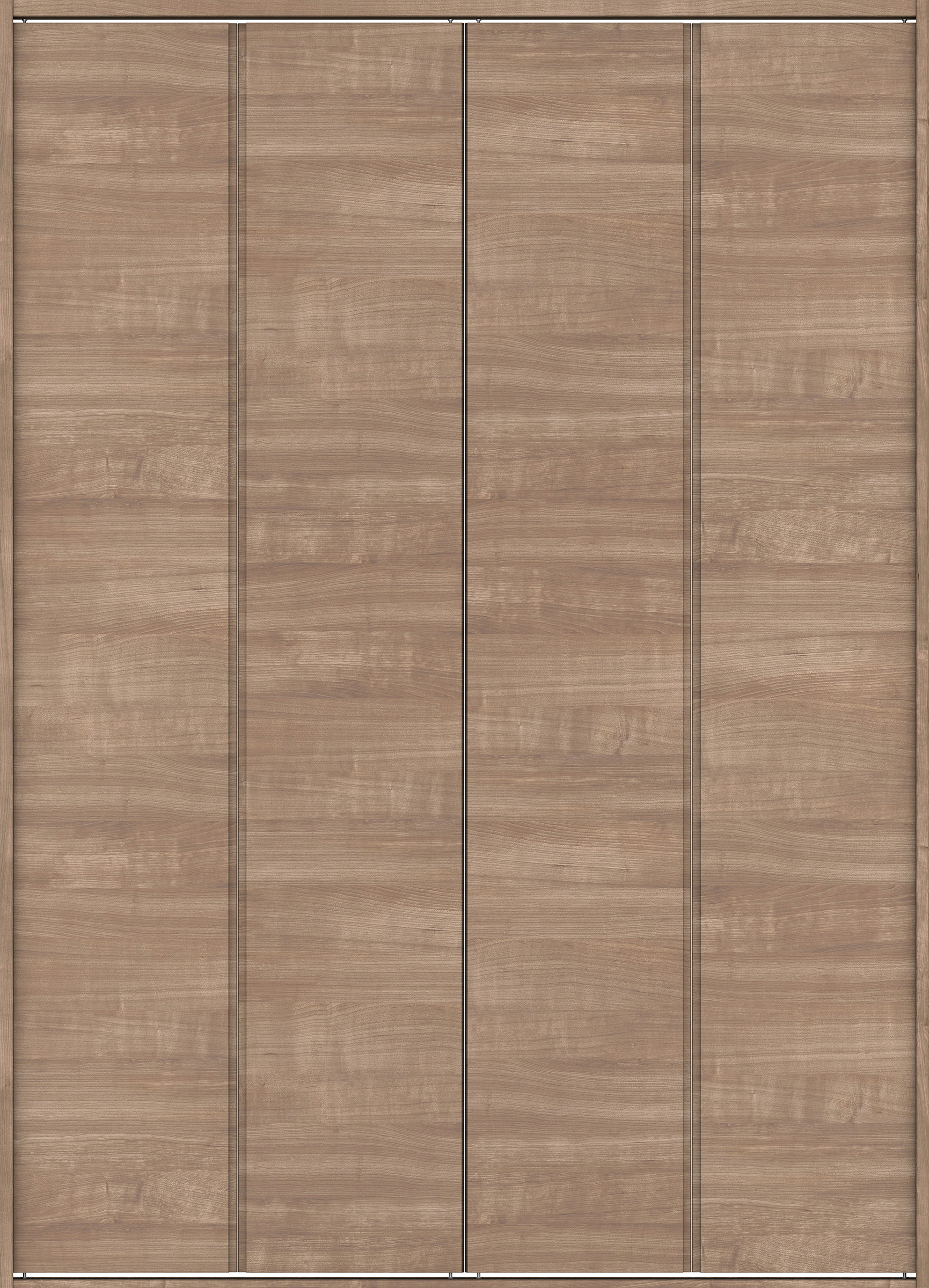 クローク収納　イエリア　折戸ユニット　ハンドルレス横木目タイプ　ウッド扉　四方枠（固定枠）　セット　１６４４幅（６尺小間口）　２３３０高　〈トープグレー柄〉　ハンドルレス