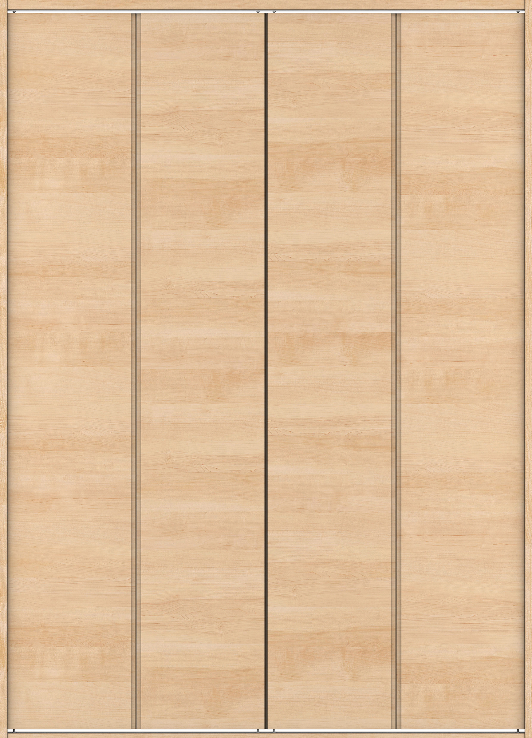 クローク収納　イエリア　折戸ユニット　ハンドルレス横木目タイプ　ウッド扉　四方枠（固定枠）　セット　１６４４幅（６尺小間口）　２３３０高　〈ミルベージュ柄〉　ハンドルレス