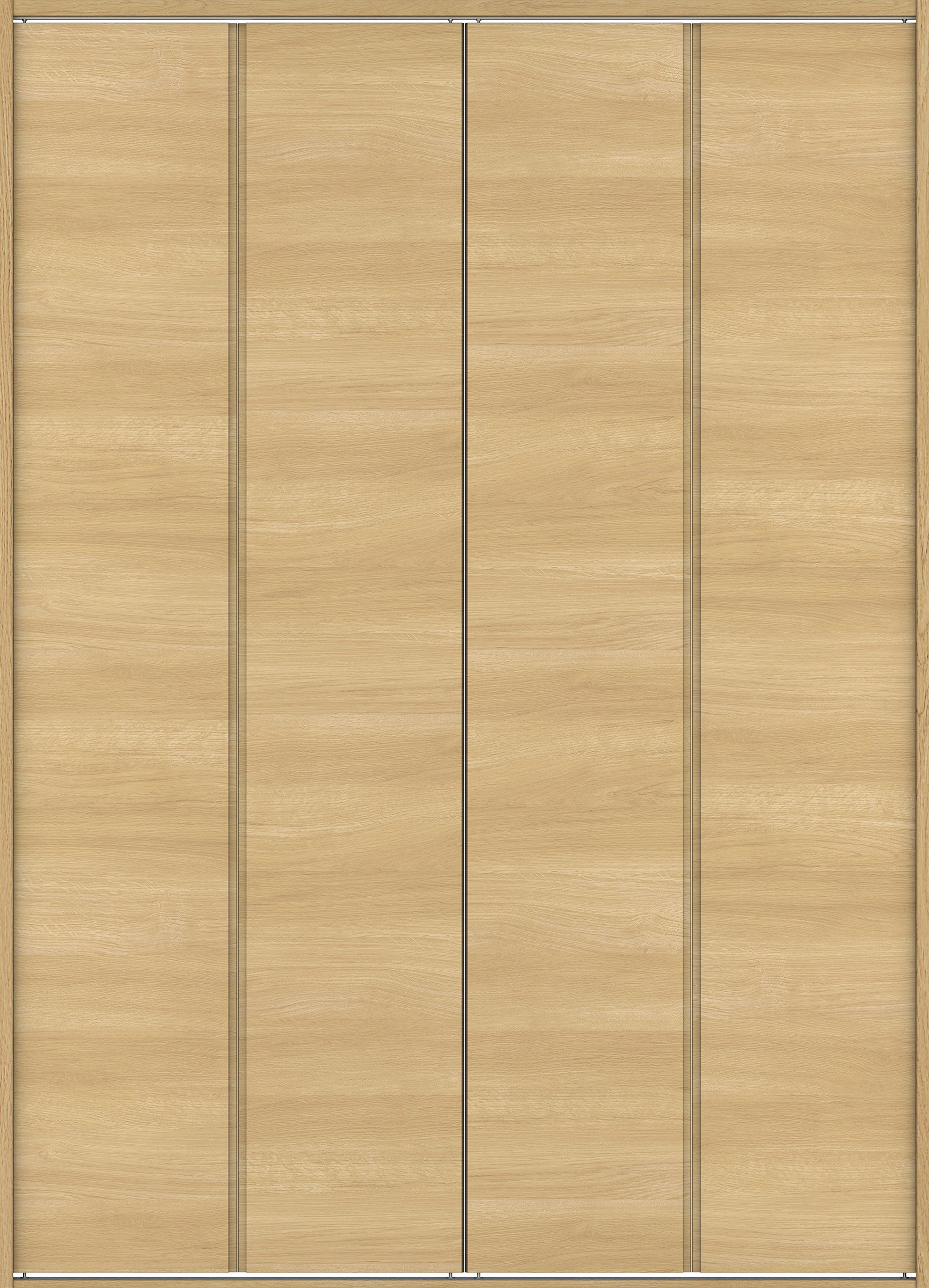 クローク収納　イエリア　折戸ユニット　ハンドルレス横木目タイプ　ウッド扉　四方枠（固定枠）　セット　１６４４幅（６尺小間口）　２３３０高　〈ライトオーカー柄〉　ハンドルレス