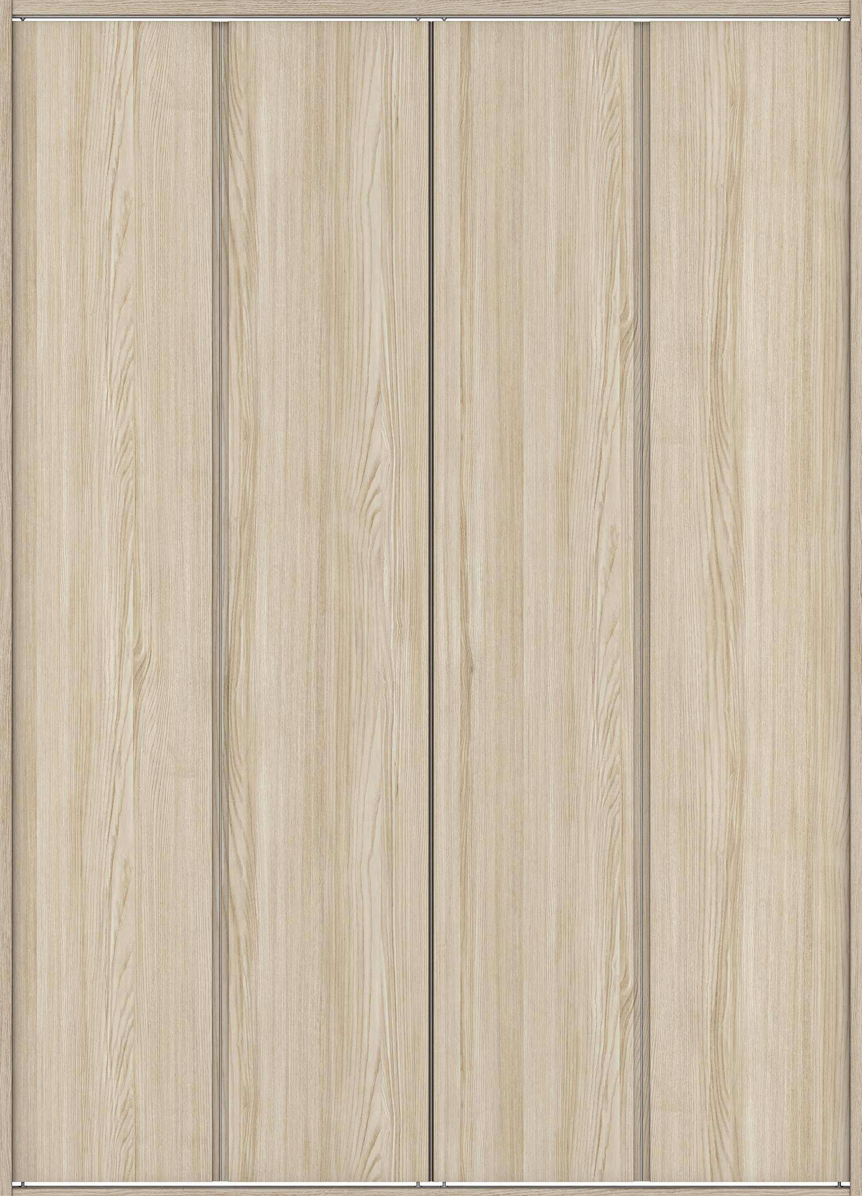 クローク収納　イエリア　折戸ユニット　ハンドルレス縦木目タイプ　ウッド扉　四方枠（固定枠）　セット　１６４４幅（６尺小間口）　２３３０高　〈ソフトグレージュ柄〉　ハンドルレス