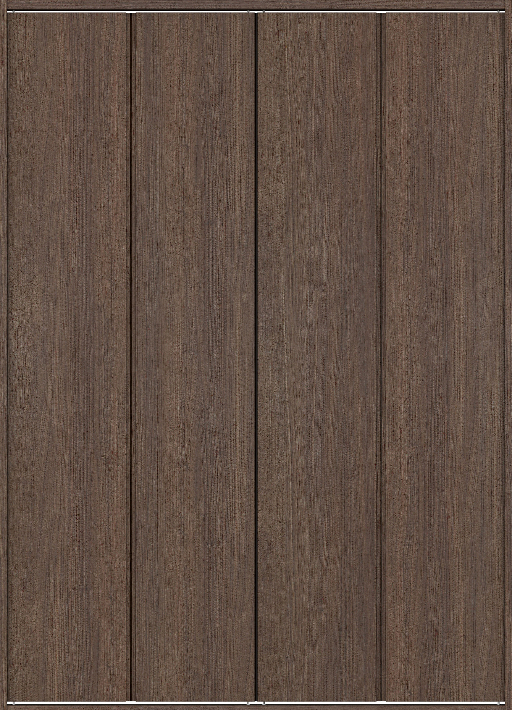 クローク収納　イエリア　折戸ユニット　ハンドルレス縦木目タイプ　ウッド扉　四方枠（固定枠）　セット　１６４４幅（６尺小間口）　２３３０高　〈ダルブラウン柄〉　ハンドルレス