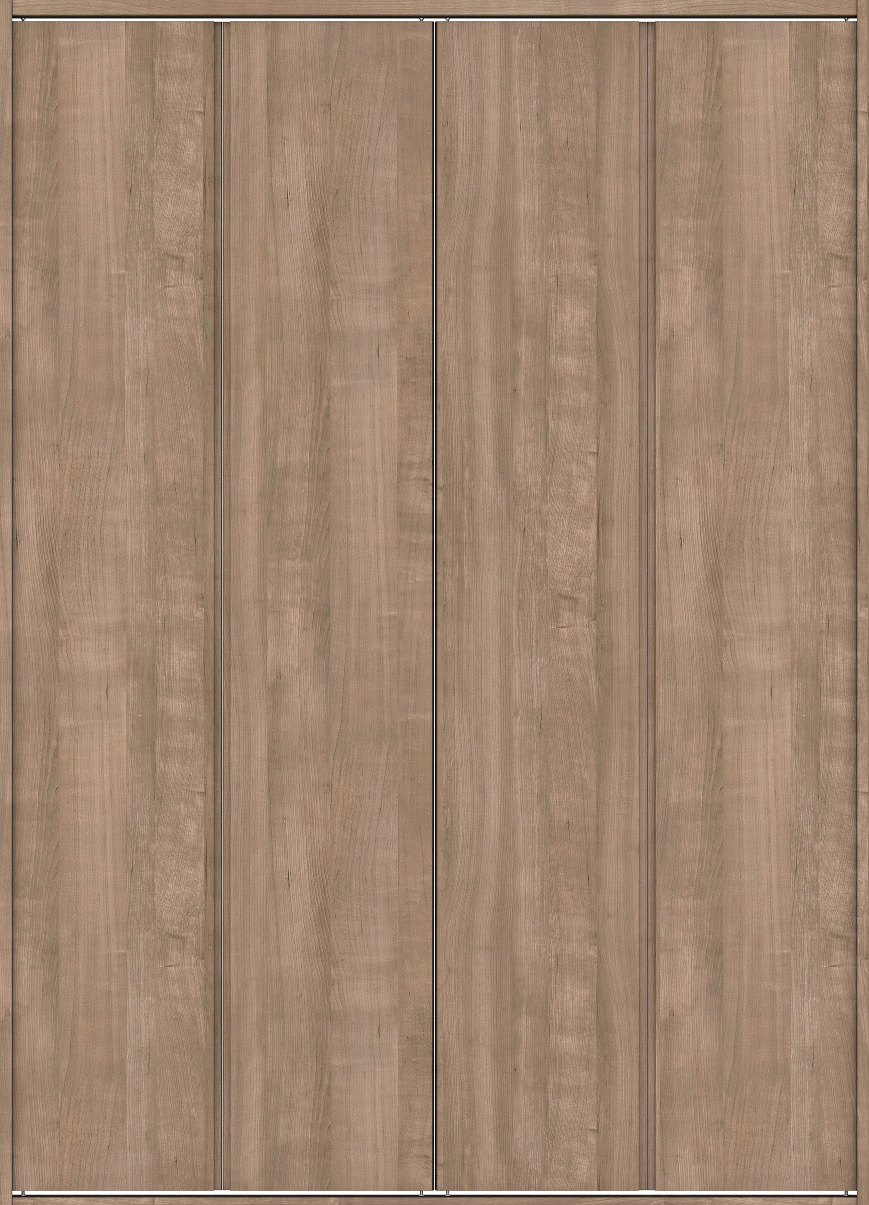 クローク収納　イエリア　折戸ユニット　ハンドルレス縦木目タイプ　ウッド扉　四方枠（固定枠）　セット　１６４４幅（６尺小間口）　２３３０高　〈トープグレー柄〉　ハンドルレス