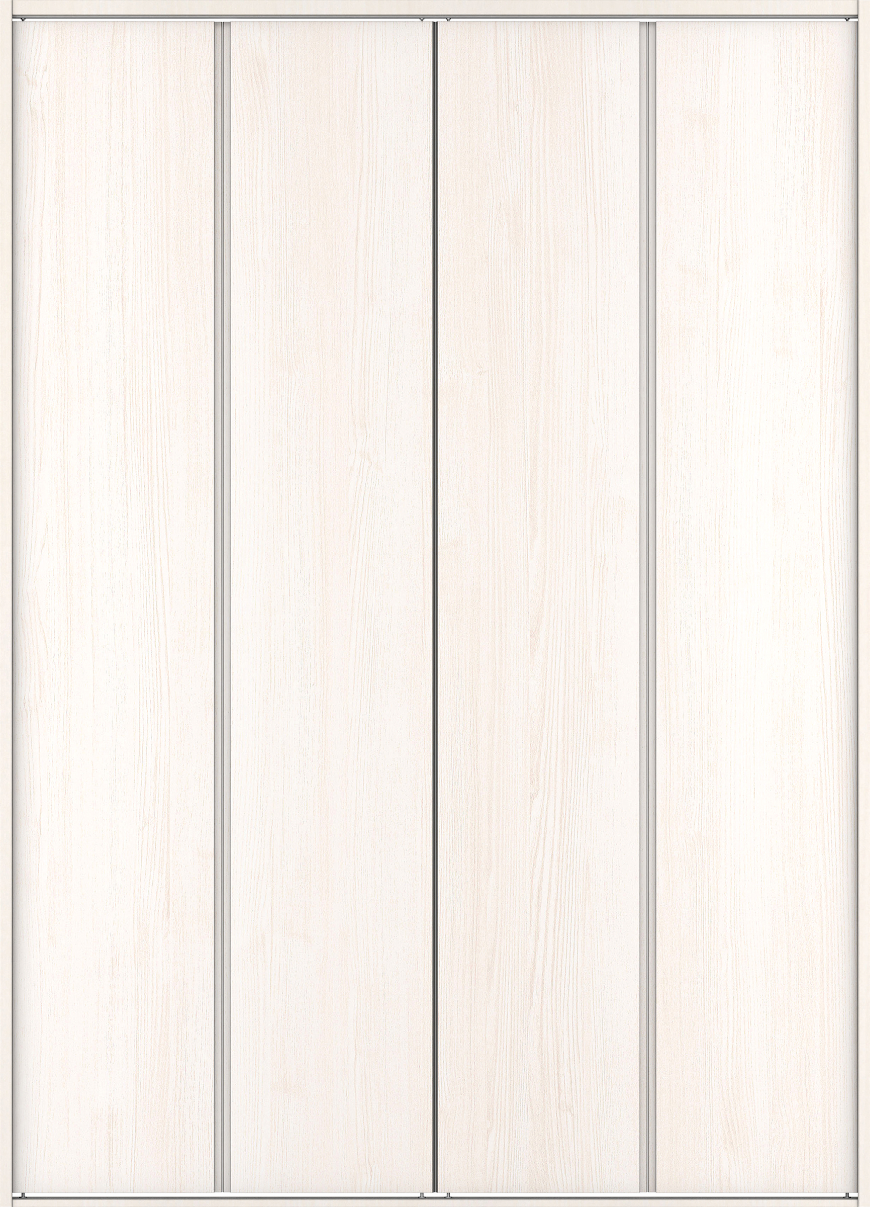 クローク収納　イエリア　折戸ユニット　ハンドルレス縦木目タイプ　ウッド扉　四方枠（固定枠）　セット　１６４４幅（６尺小間口）　２３３０高　〈ネオホワイト柄〉　ハンドルレス
