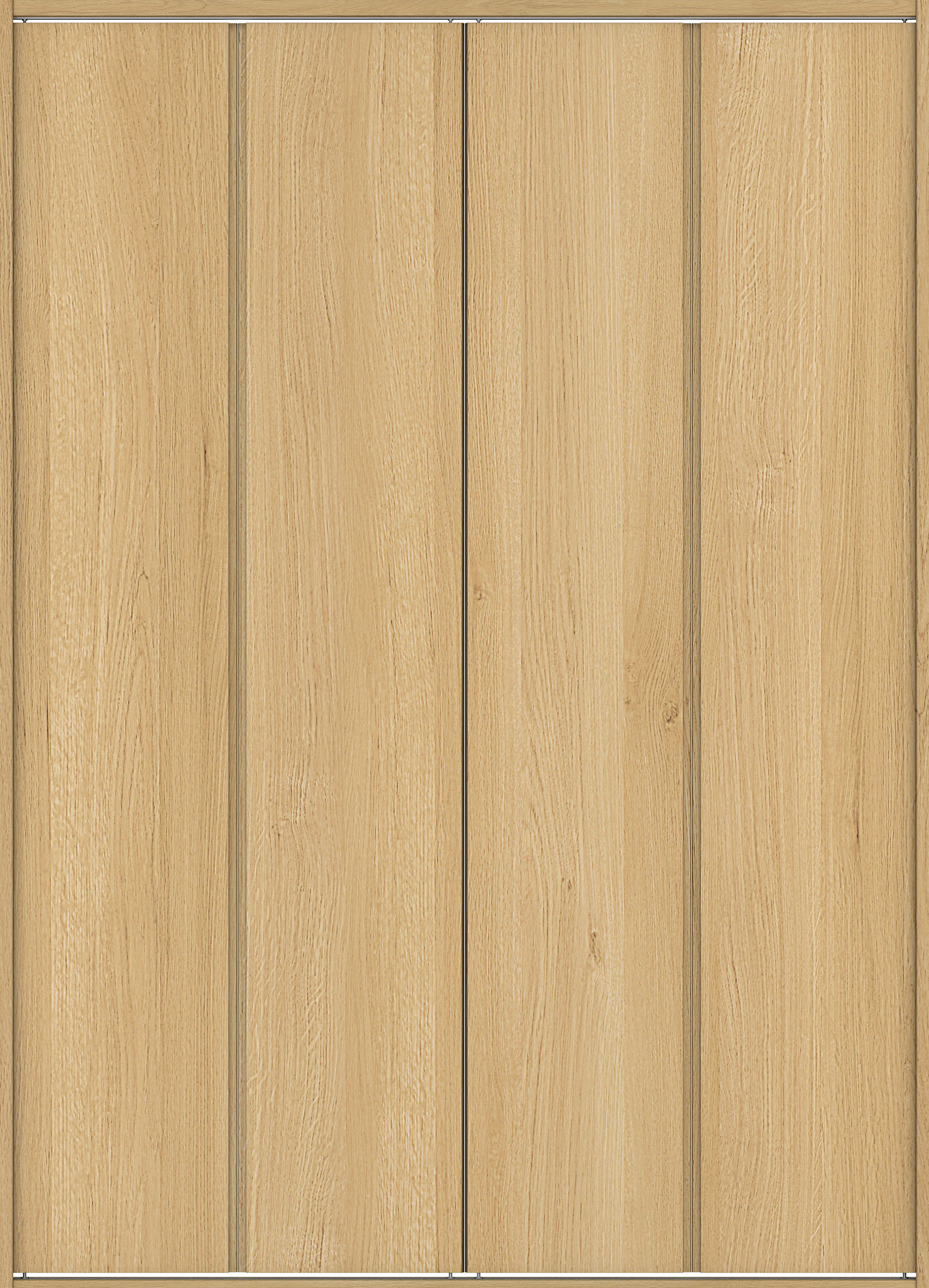 クローク収納　イエリア　折戸ユニット　ハンドルレス縦木目タイプ　ウッド扉　四方枠（固定枠）　セット　１６８０幅（６尺間口）　２３３０高　〈ライトオーカー柄〉　ハンドルレス