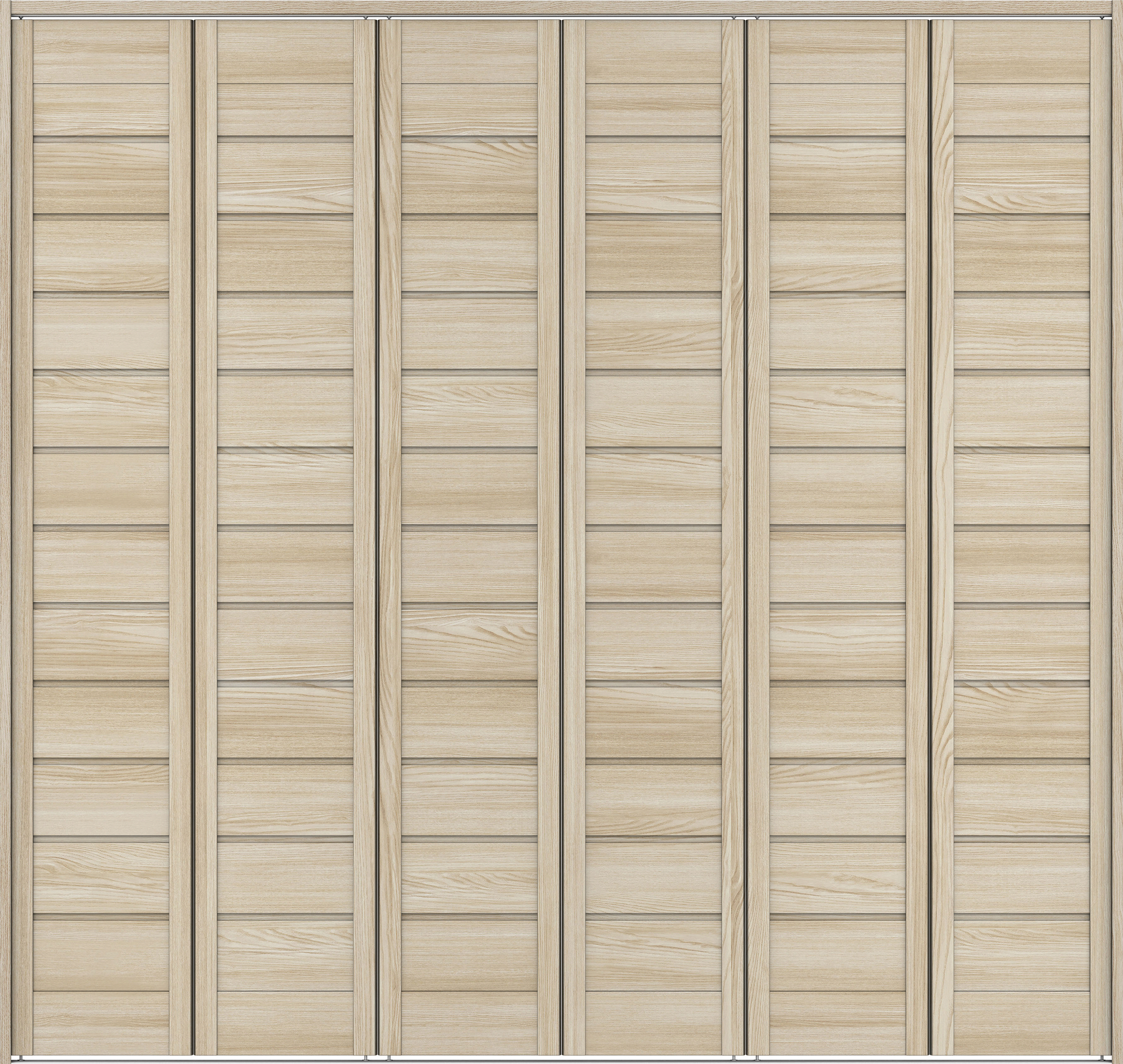 クローク収納　イエリア　折戸ユニット　通気タイプ　ウッド扉　下レール付三方枠（固定枠）　セット　２４５０幅（９尺間口）　２３２０高　〈ソフトグレージュ柄〉　ハンドルレス