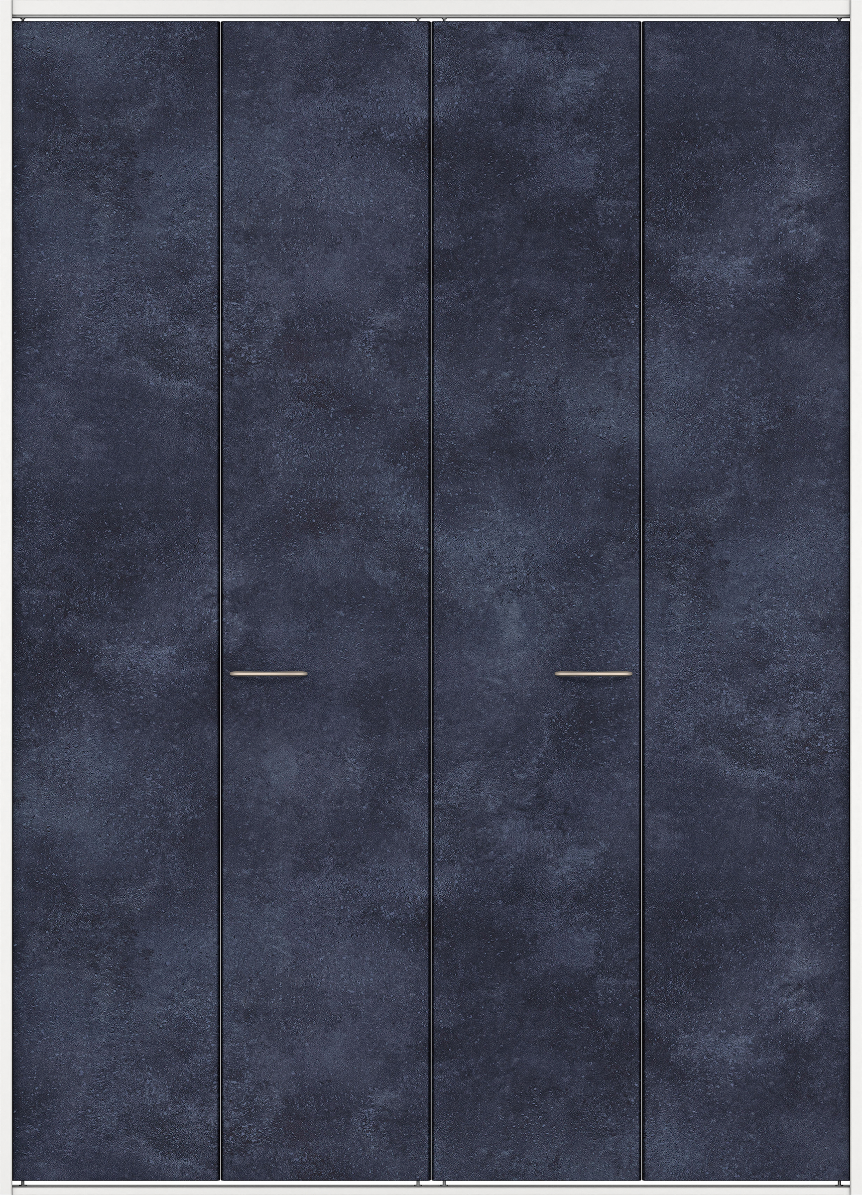 クローク収納　イエリア　折戸ユニット　フラットタイプ　パネル扉　四方枠（固定枠）　セット　１６４４幅（６尺小間口）　２３３０高　〈コバルトブルー柄〉　ハンドル角型〈鏡面クローム仕上げ〉