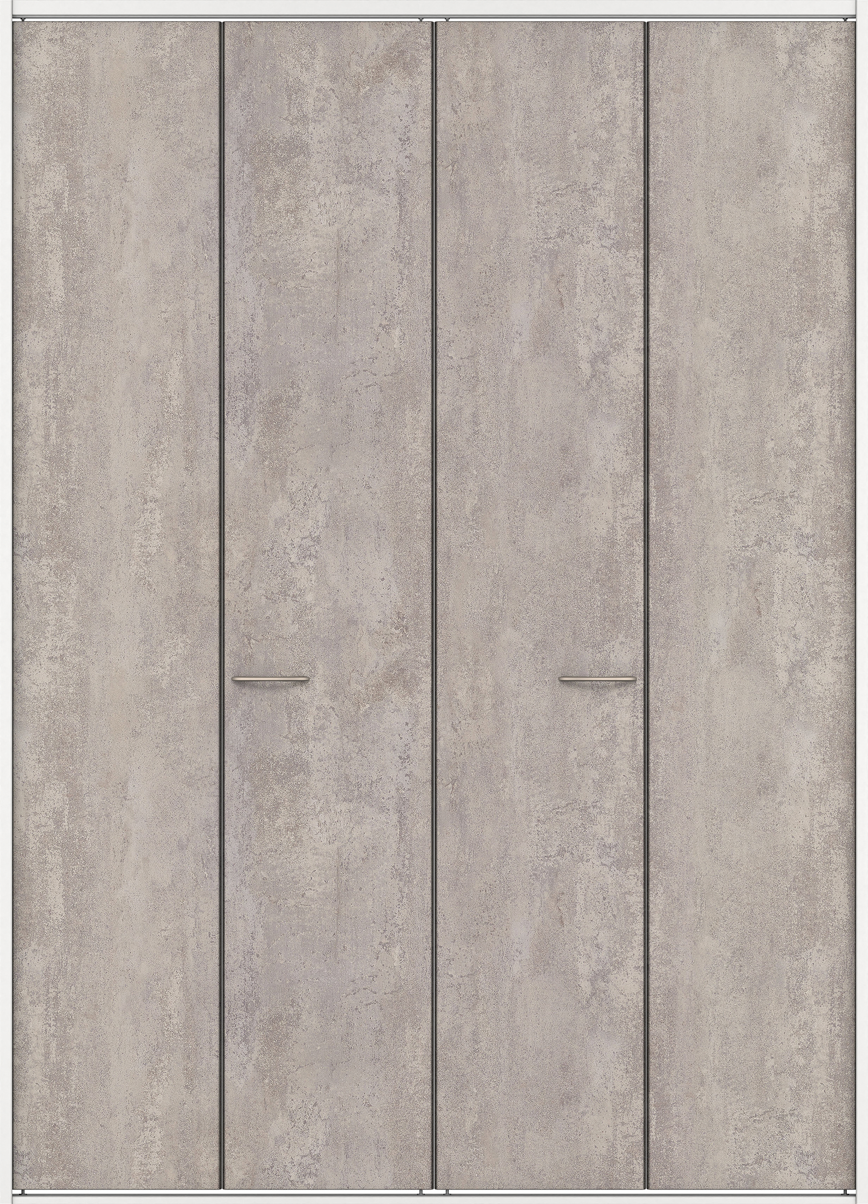 クローク収納　イエリア　折戸ユニット　フラットタイプ　パネル扉　四方枠（固定枠）　セット　１６４４幅（６尺小間口）　２３３０高　〈コンクリートグレー柄〉　ハンドル角型〈鏡面クローム仕上げ〉