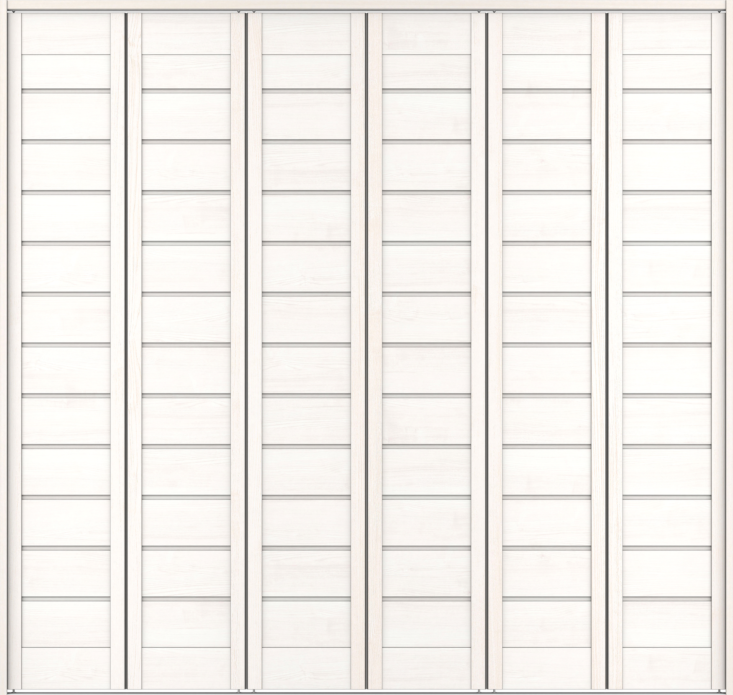 クローク収納　イエリア　折戸ユニット　通気タイプ　ウッド扉　下レール付三方枠（固定枠）　セット　２４５０幅（９尺間口）　２３２０高　〈ネオホワイト柄〉　ハンドルレス