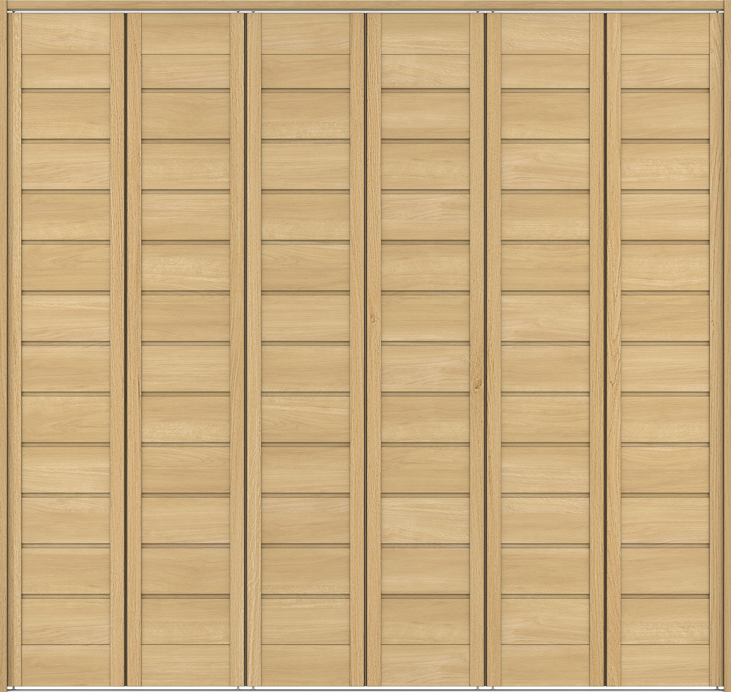 クローク収納　イエリア　折戸ユニット　通気タイプ　ウッド扉　下レール付三方枠（固定枠）　セット　２４５０幅（９尺間口）　２３２０高　〈ライトオーカー柄〉　ハンドルレス