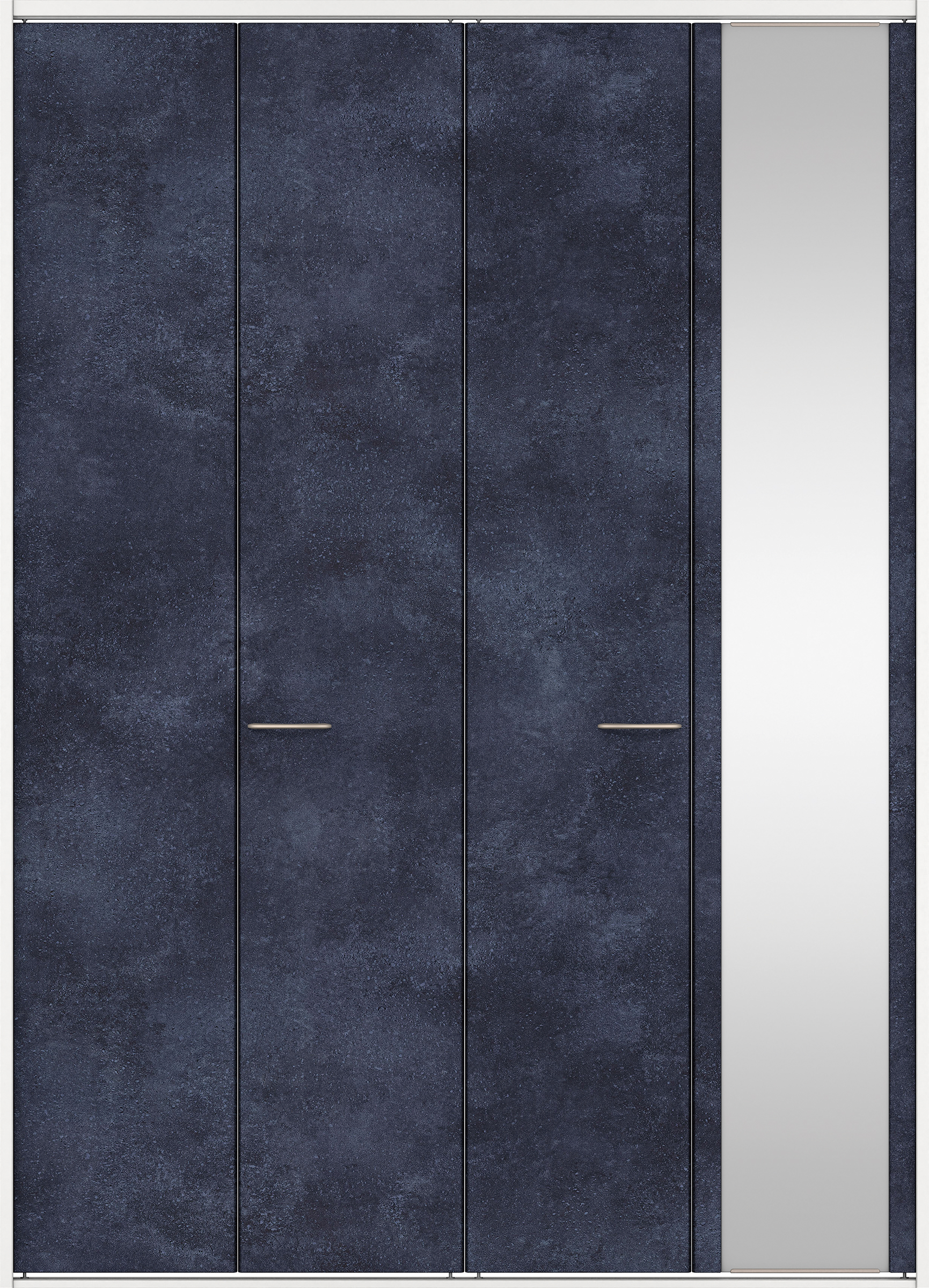 クローク収納　イエリア　折戸ユニット　フラットタイプ　ミラー扉　四方枠（固定枠）　セット　１６８０幅（６尺間口）　２３３０高　〈コバルトブルー柄〉　ハンドルラウンド型〈鏡面クローム仕上げ〉