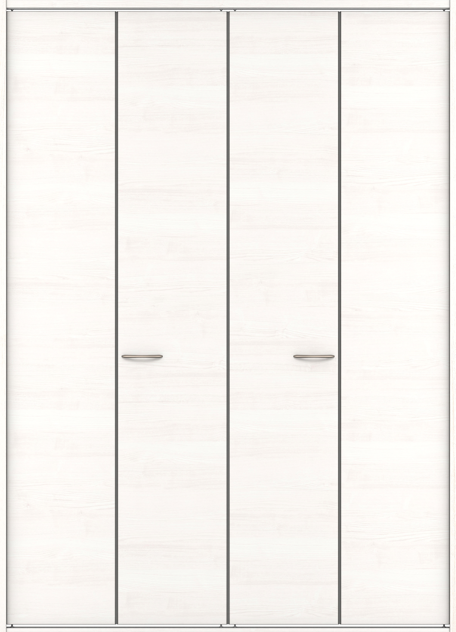 クローク収納　イエリア　折戸ユニット　フラット横木目タイプ　ウッド扉　四方枠（固定枠）　セット　１６８０幅（６尺間口）　２３３０高　〈ネオホワイト柄〉　ハンドルラウンド型〈Ｔシルバー色〉