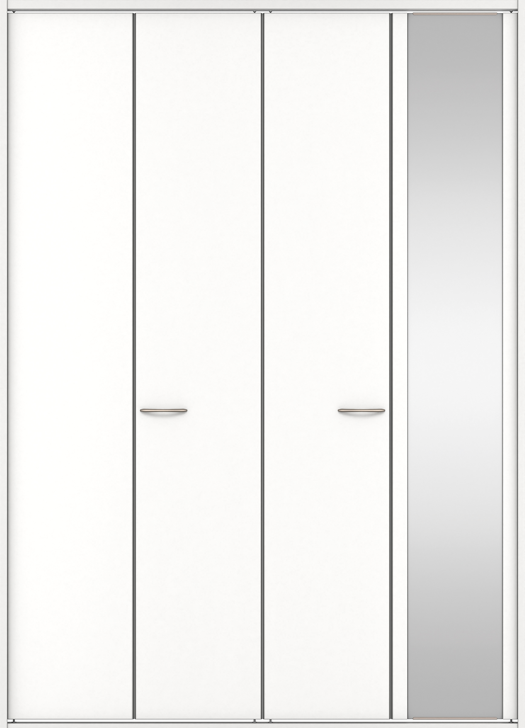 クローク収納　イエリア　折戸ユニット　フラット縦木目タイプ　ミラー扉　四方枠（固定枠）　セット　１８２０幅（２Ｍ間口）　２３３０高　〈パウダーホワイト柄〉　ハンドルラウンド型〈Ｔシルバー色〉