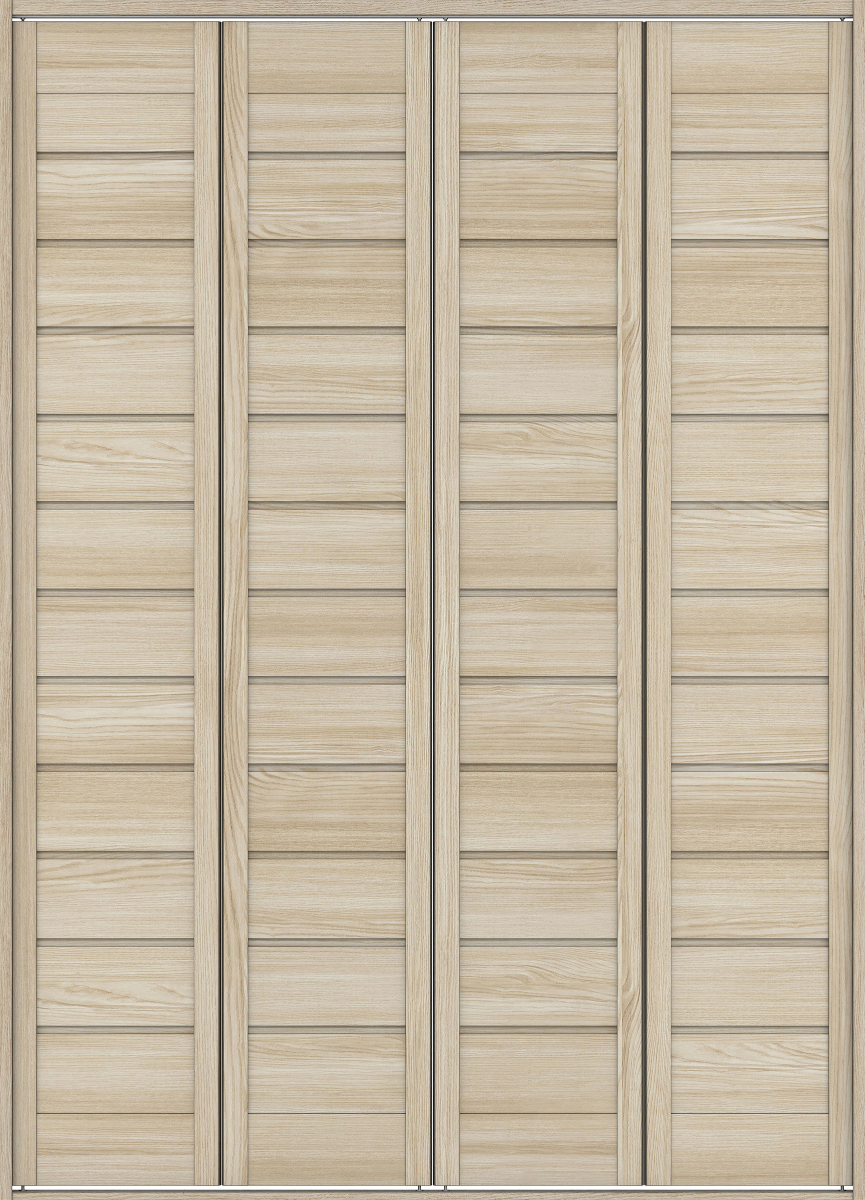 クローク収納　イエリア　折戸ユニット　通気タイプ　ウッド扉　四方枠（固定枠）　セット　１６４４幅（６尺小間口）　２３３０高　〈ソフトグレージュ柄〉　ハンドルレス