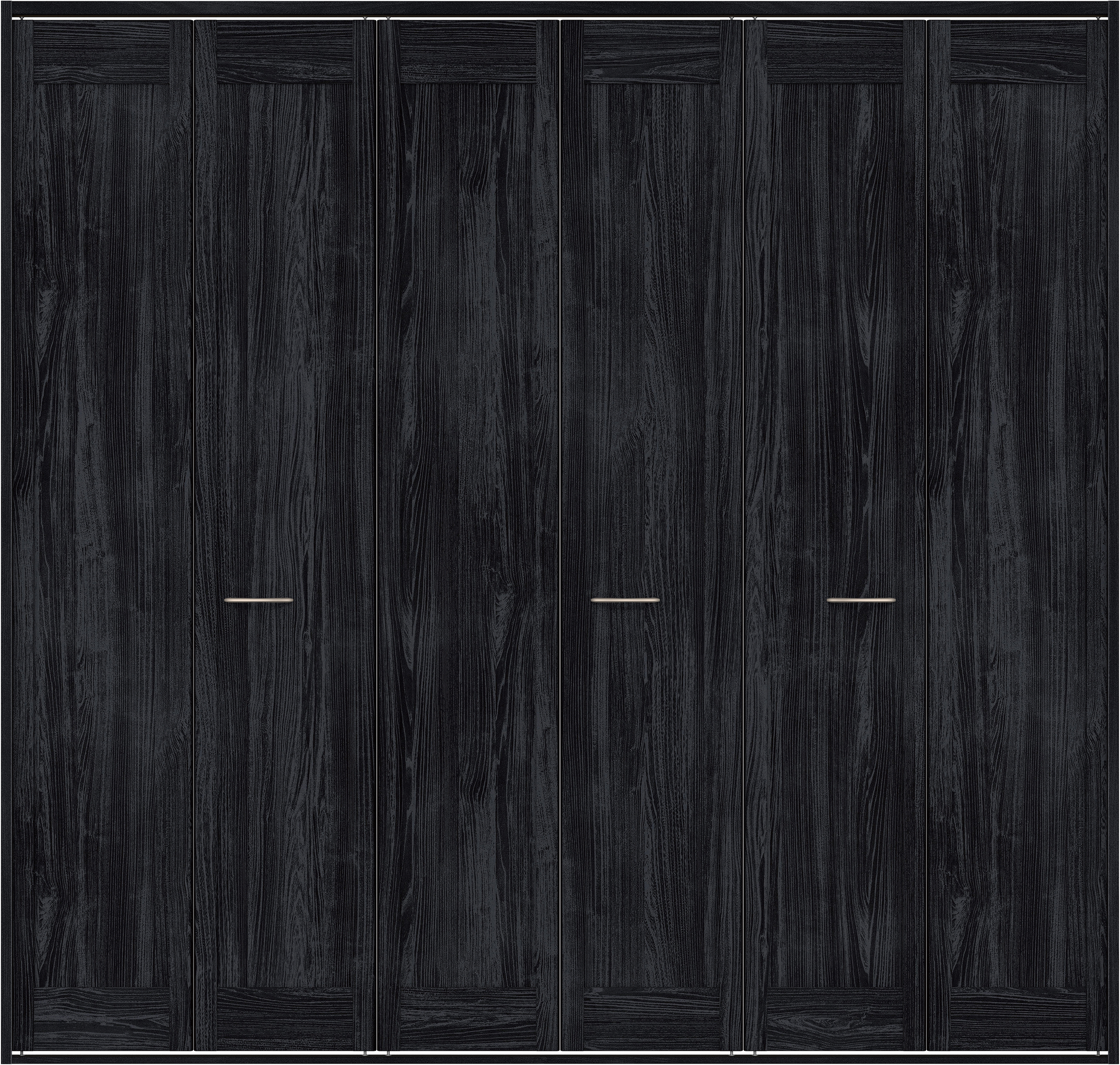 クローク収納　イエリア　折戸ユニット　カマチタイプ　ウッド扉　四方枠（固定枠）　セット　２４５０幅（９尺間口）　２３３０高　〈モスブラック柄〉　ハンドルラウンド型〈Ｔシルバー色〉