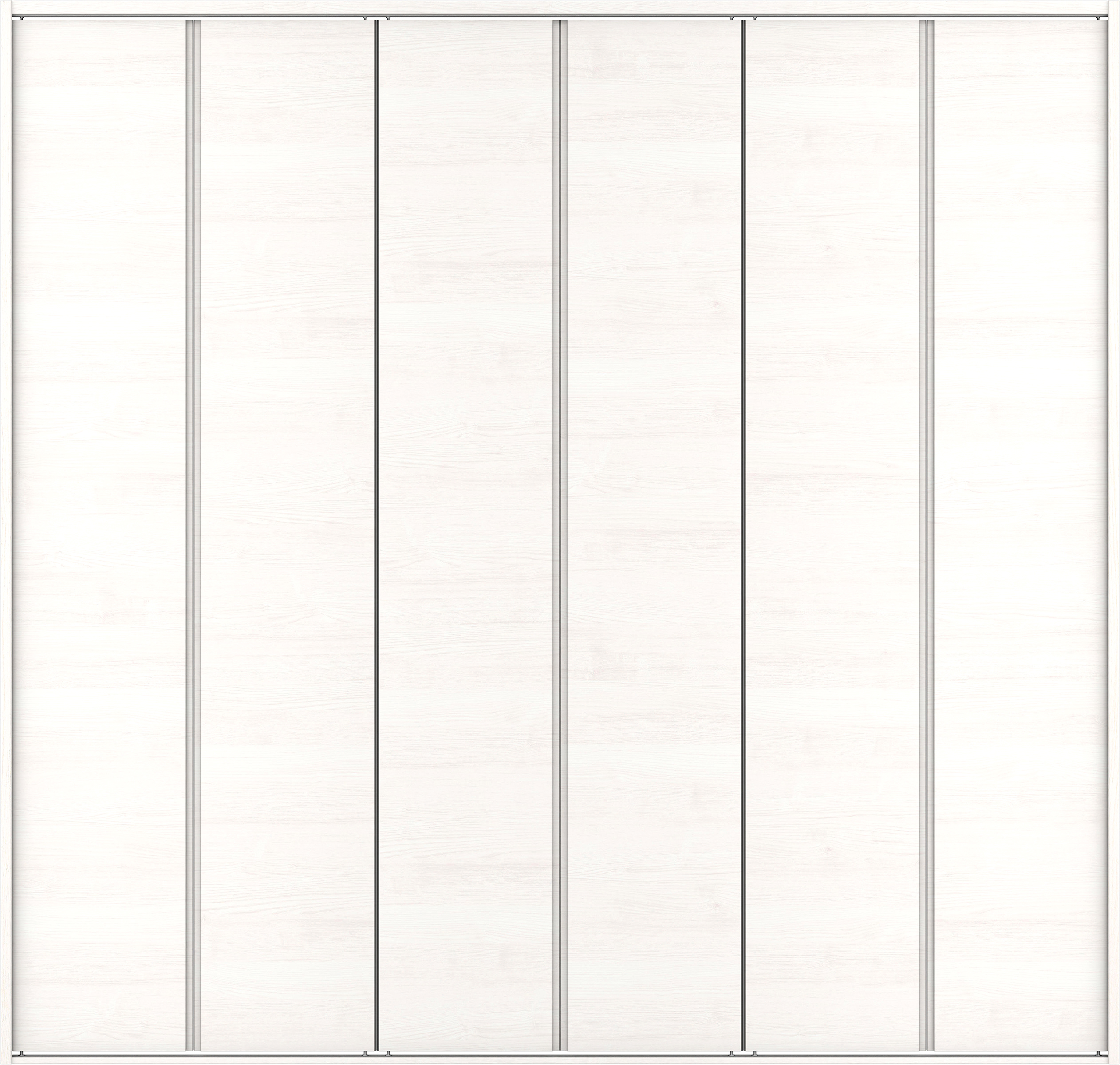 クローク収納　イエリア　折戸ユニット　ハンドルレス横木目タイプ　ウッド扉　四方枠（固定枠）　セット　２４５０幅（９尺間口）　２３３０高　〈ネオホワイト柄〉　ハンドルレス