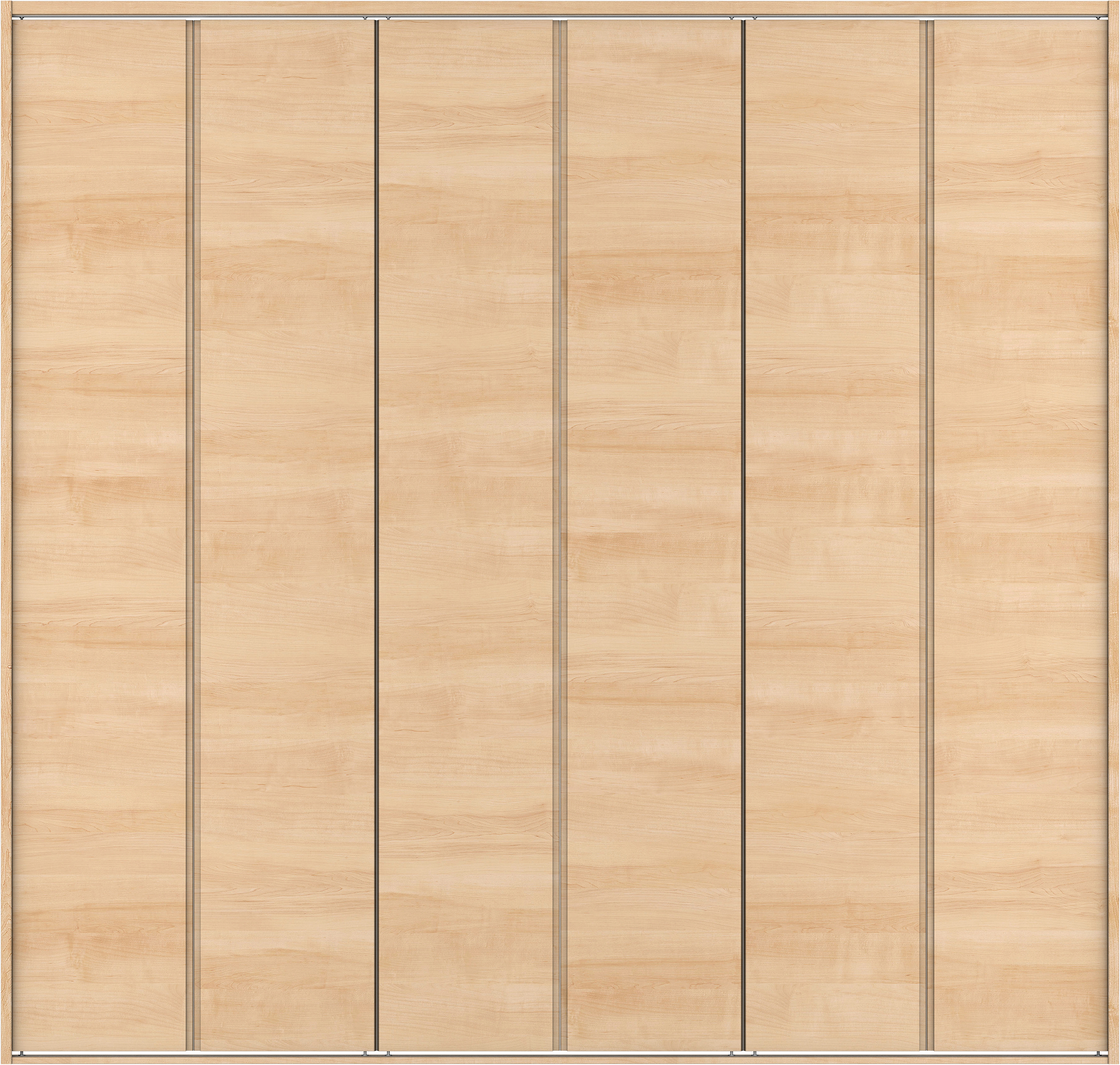クローク収納　イエリア　折戸ユニット　ハンドルレス横木目タイプ　ウッド扉　四方枠（固定枠）　セット　２４５０幅（９尺間口）　２３３０高　〈ミルベージュ柄〉　ハンドルレス
