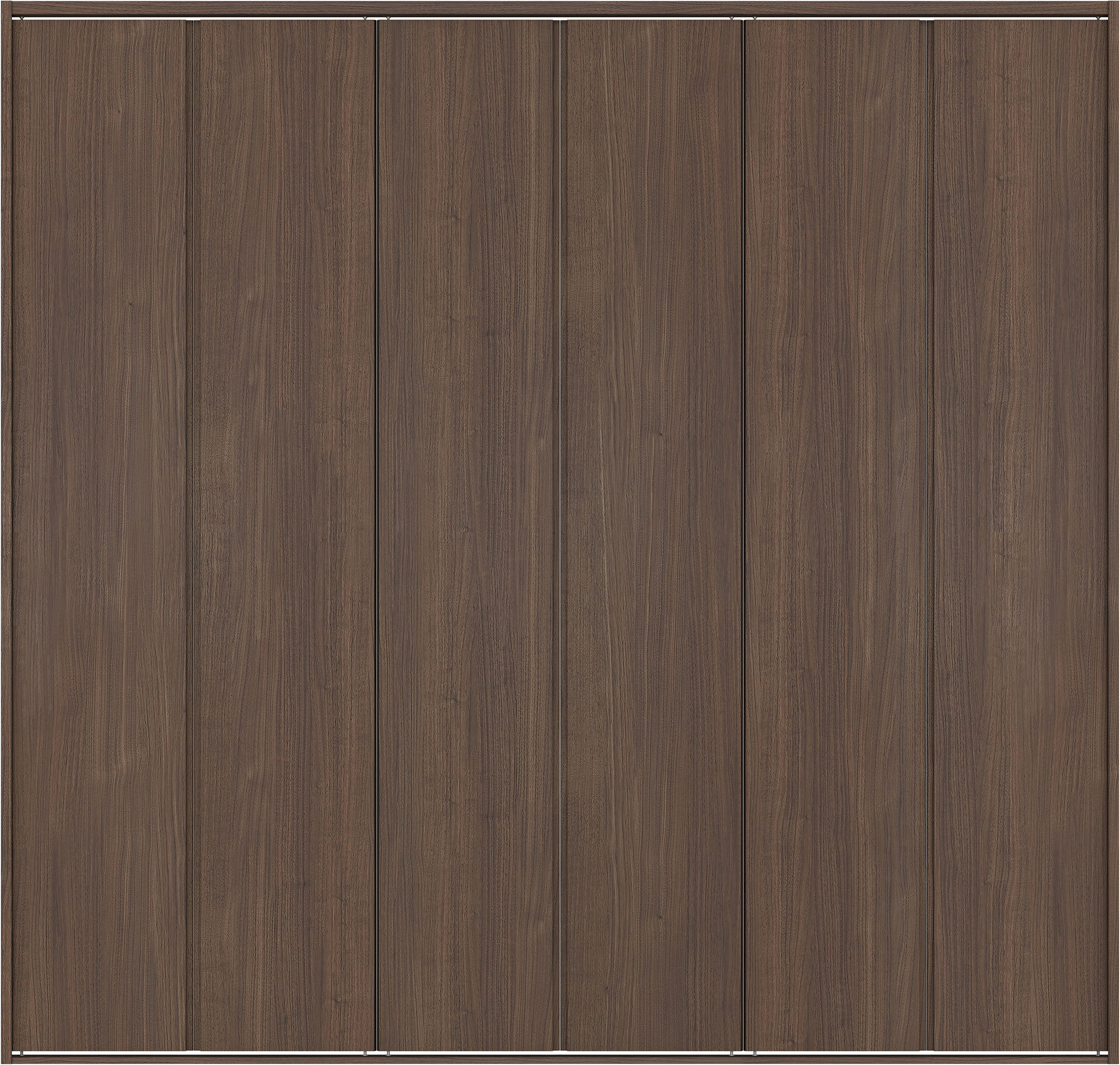 クローク収納　イエリア　折戸ユニット　ハンドルレス縦木目タイプ　ウッド扉　四方枠（固定枠）　セット　２４５０幅（９尺間口）　２３３０高　〈ダルブラウン柄〉　ハンドルレス