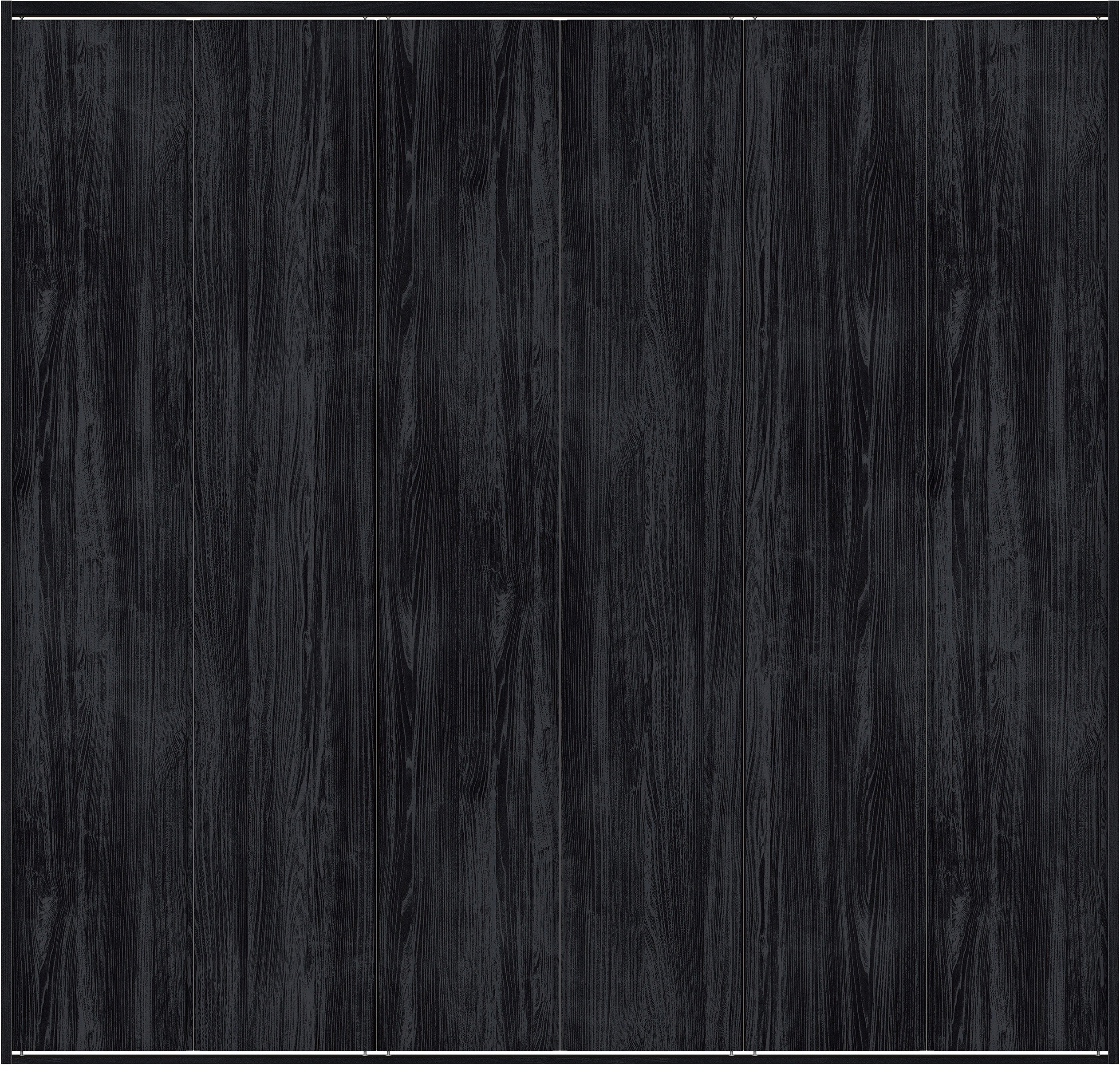 クローク収納　イエリア　折戸ユニット　ハンドルレス縦木目タイプ　ウッド扉　四方枠（固定枠）　セット　２７１４幅（３Ｍ間口）　２３３０高　〈モスブラック柄〉　ハンドルレス